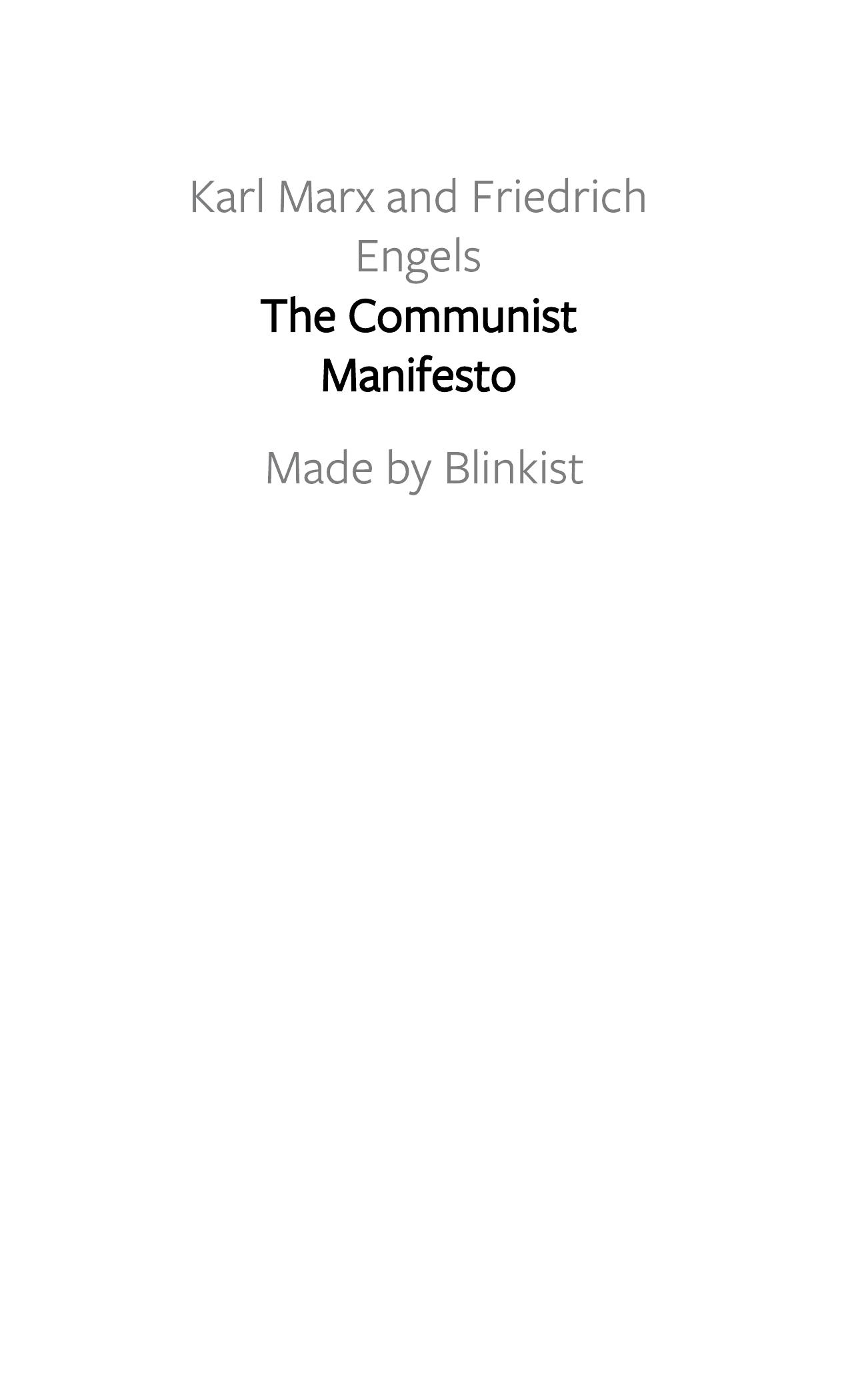 The Communist Manifesto by Blinkist