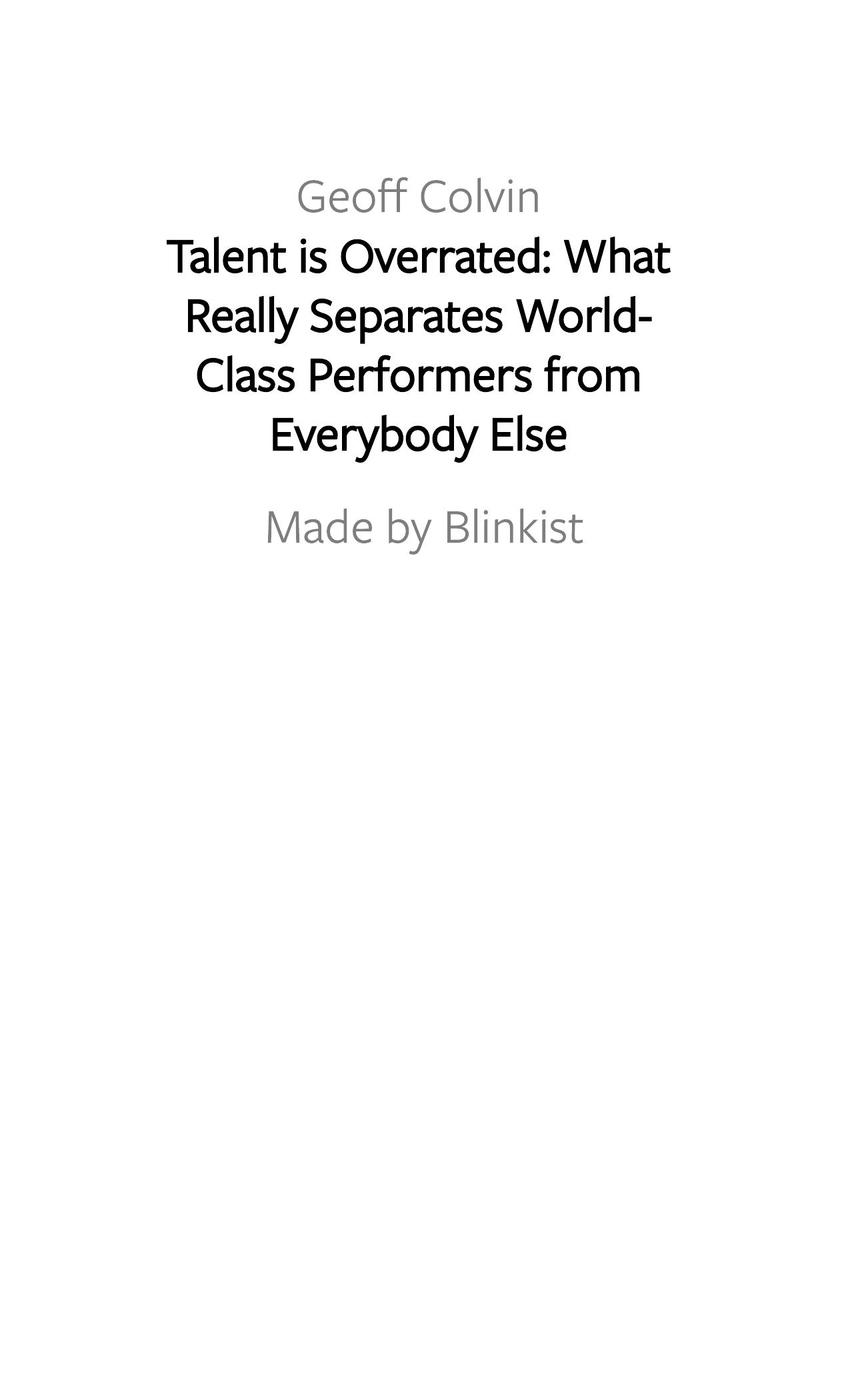 Talent is Overrated by Blinkist