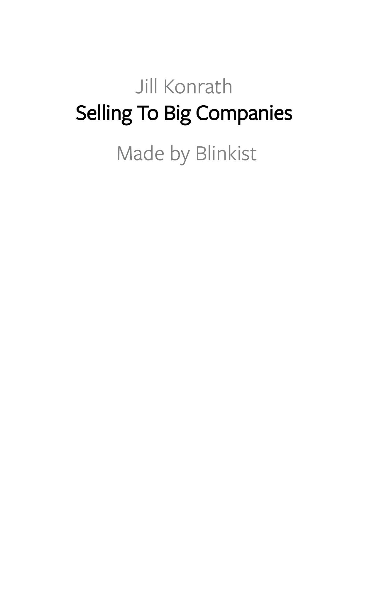 Selling To Big Companies by Blinkist