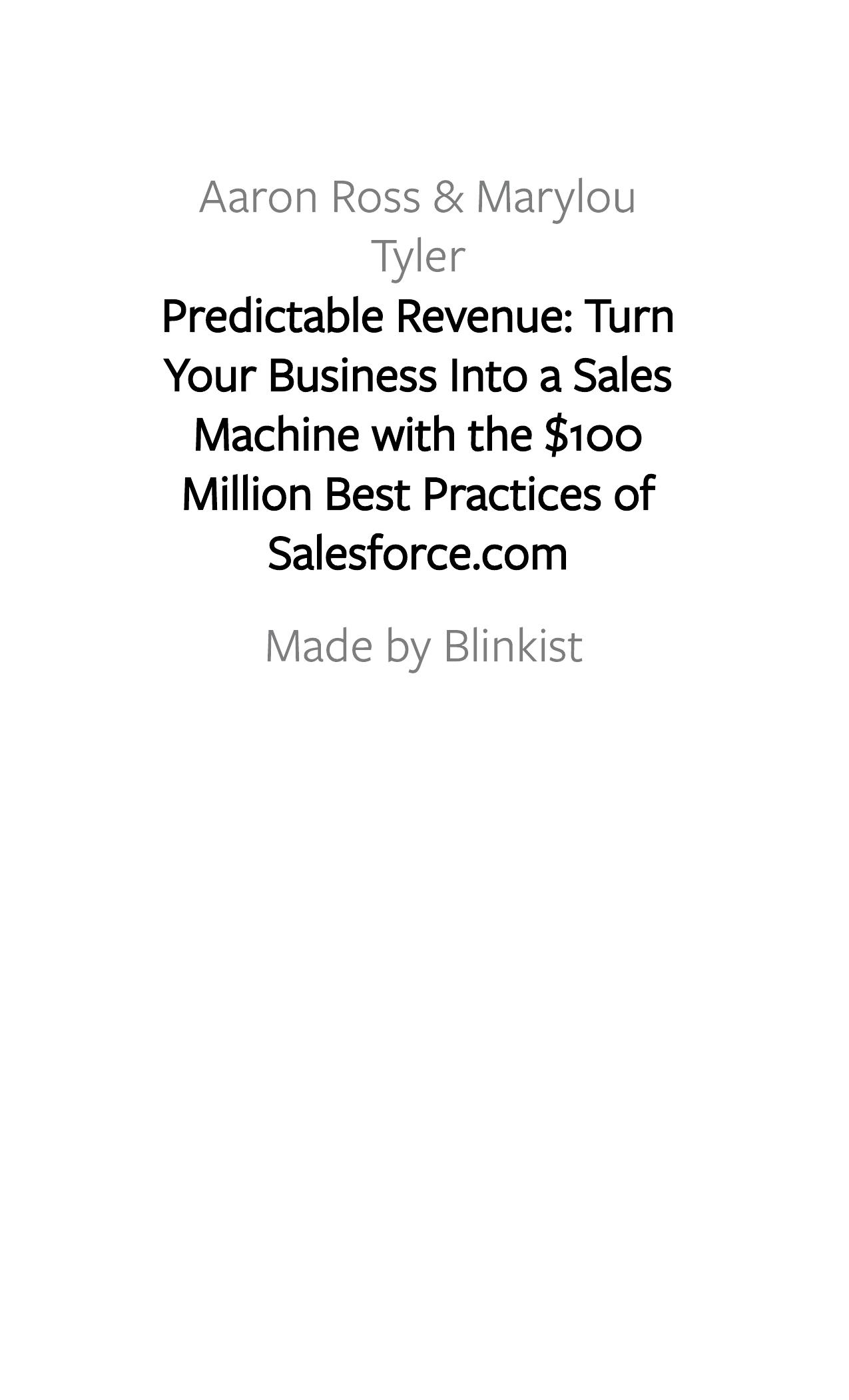 Predictable Revenue by Blinkist