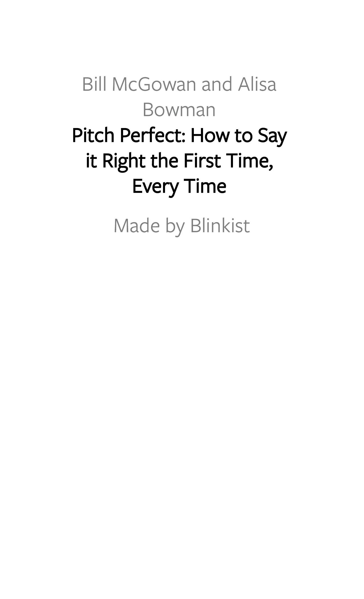 Pitch Perfect by Blinkist