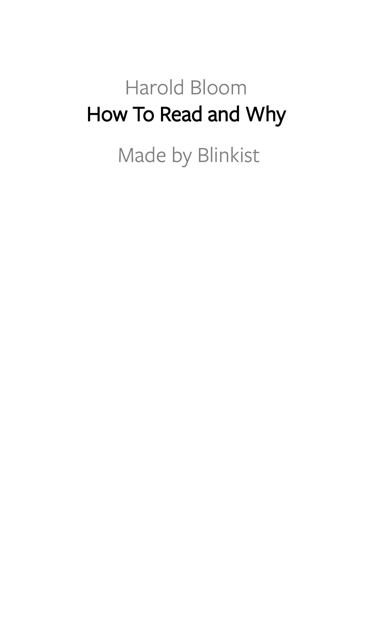 How To Read and Why by Blinkist
