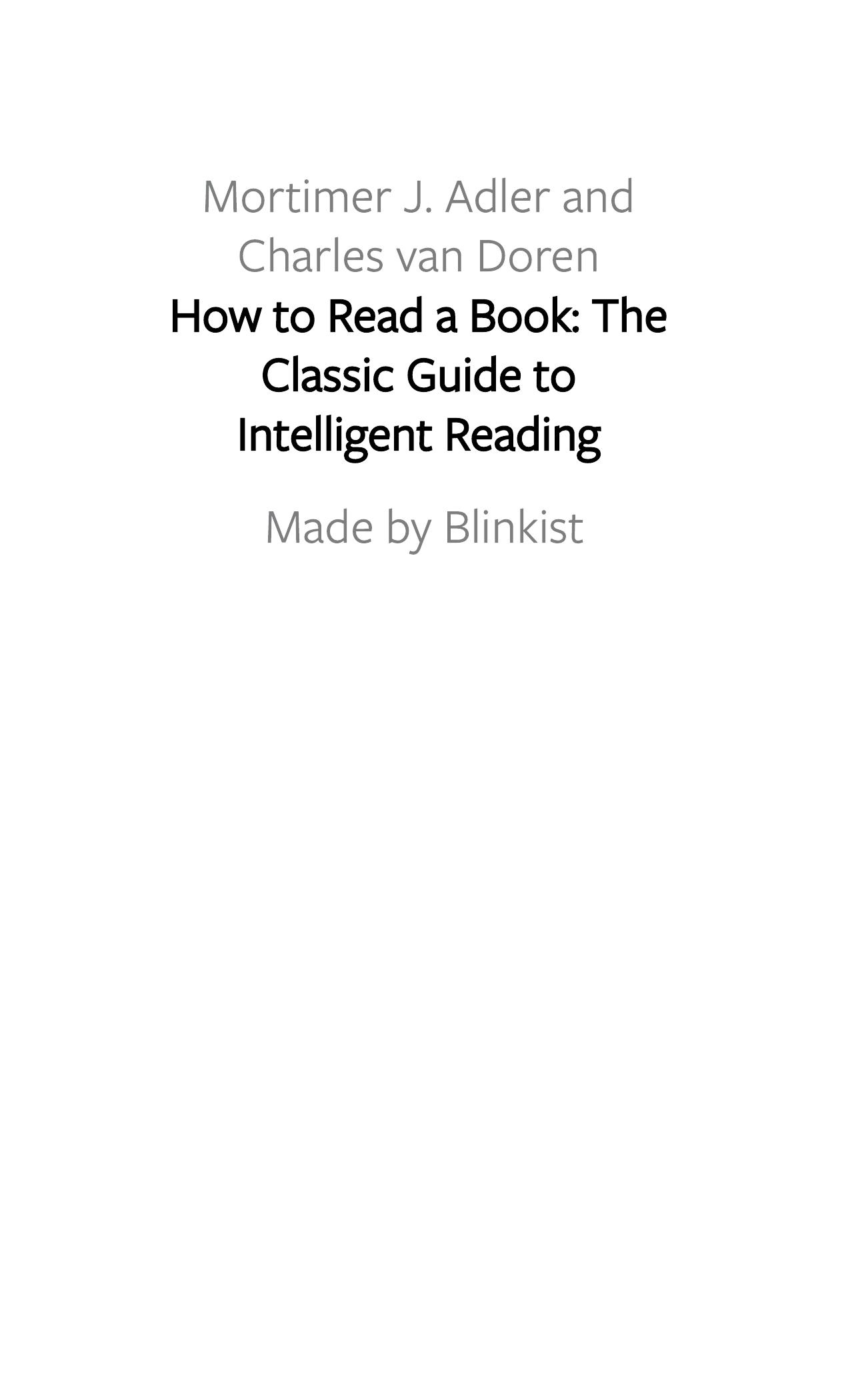 How to Read a Book by Blinkist