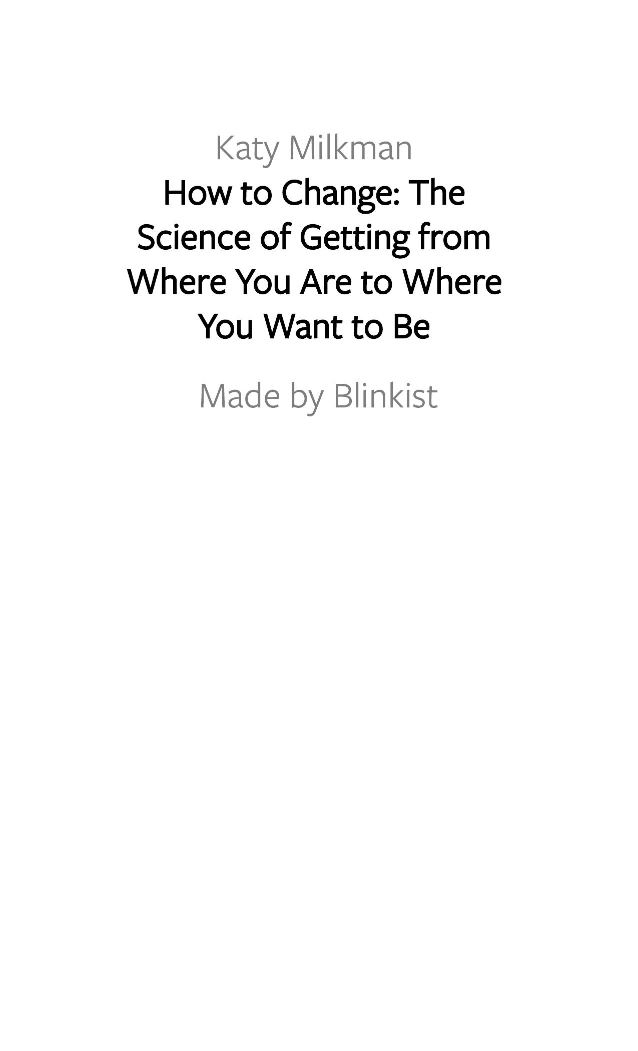 How to Change by Blinkist