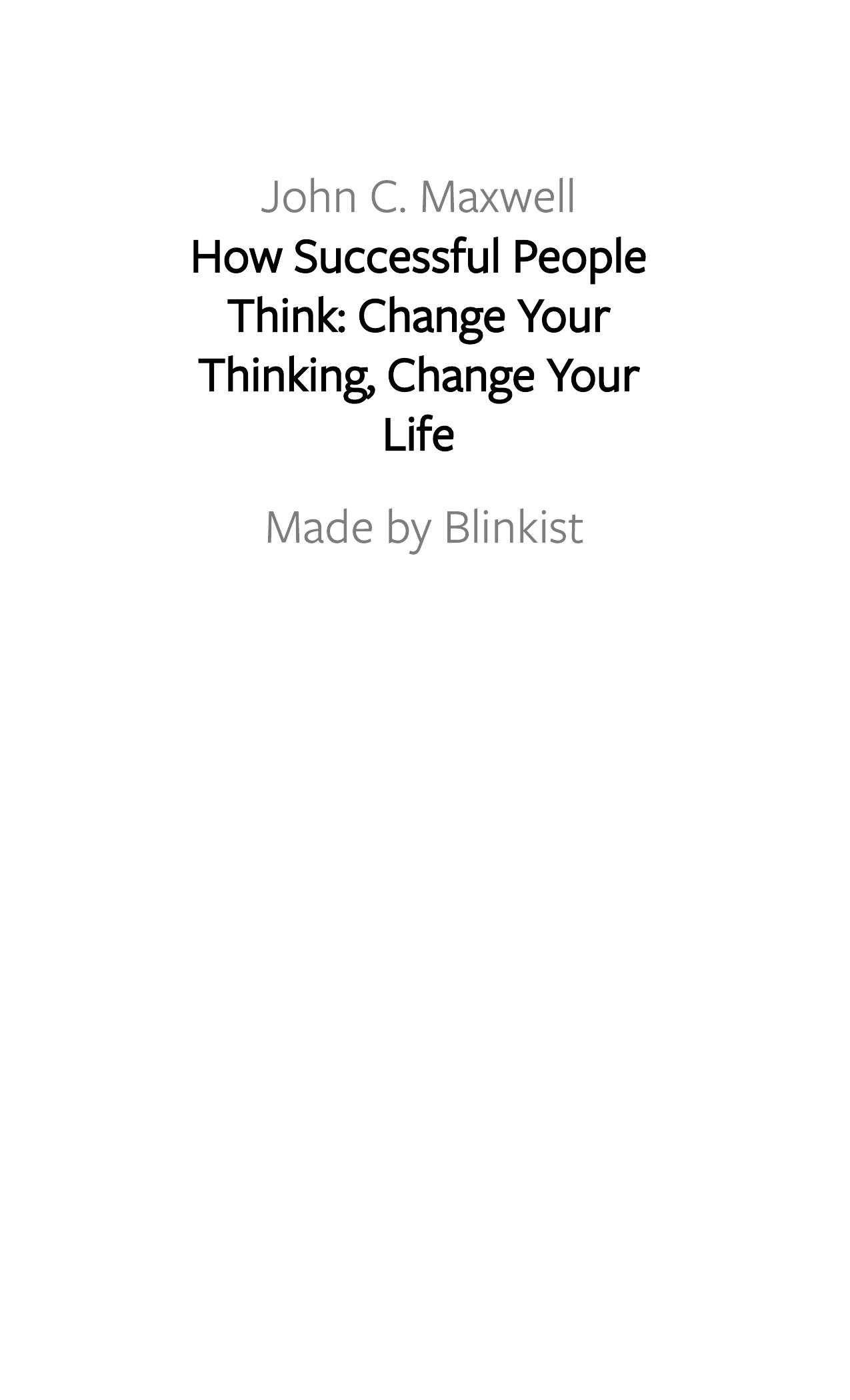 How Successful People Think by Blinkist