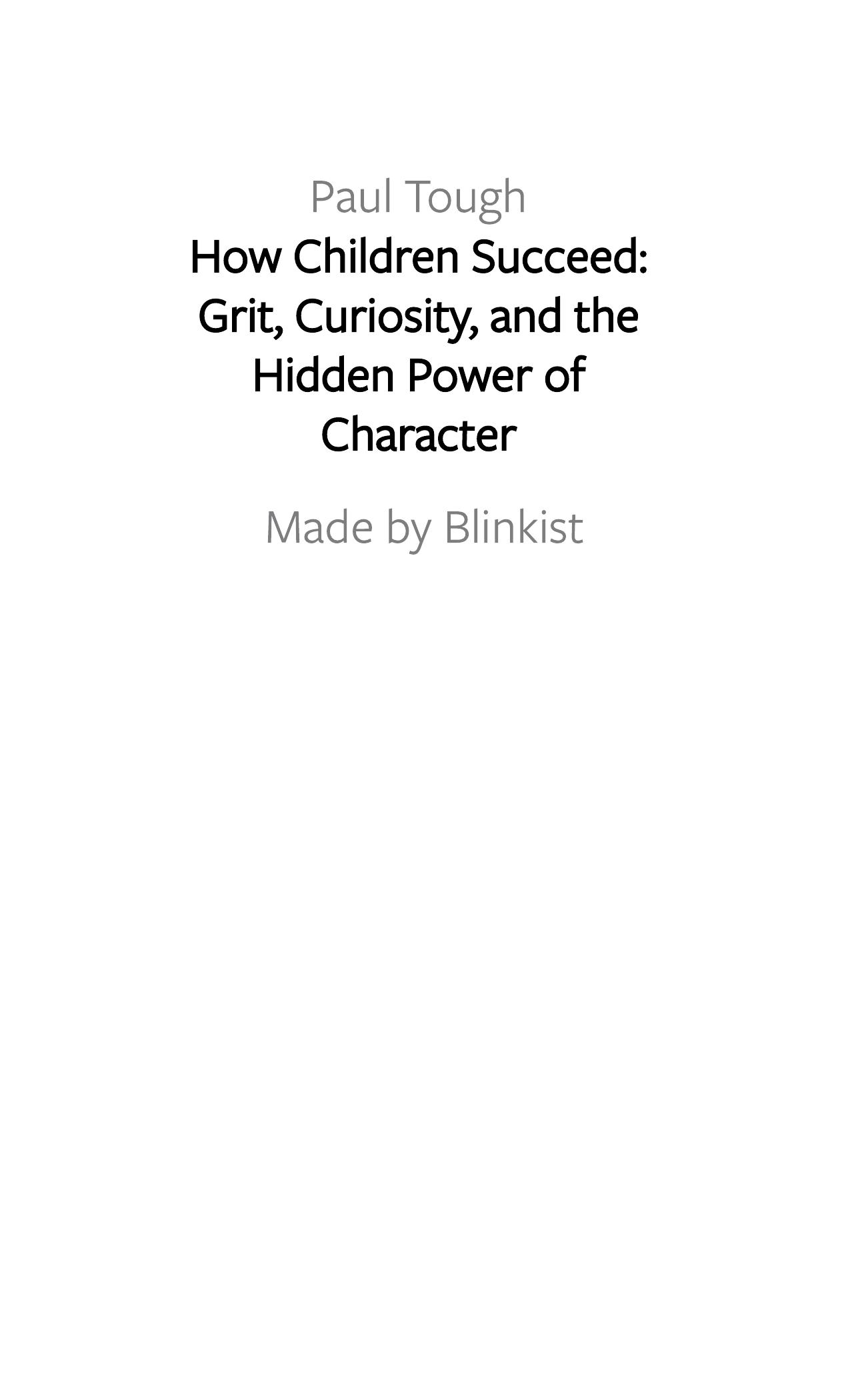 How Children Succeed by Blinkist