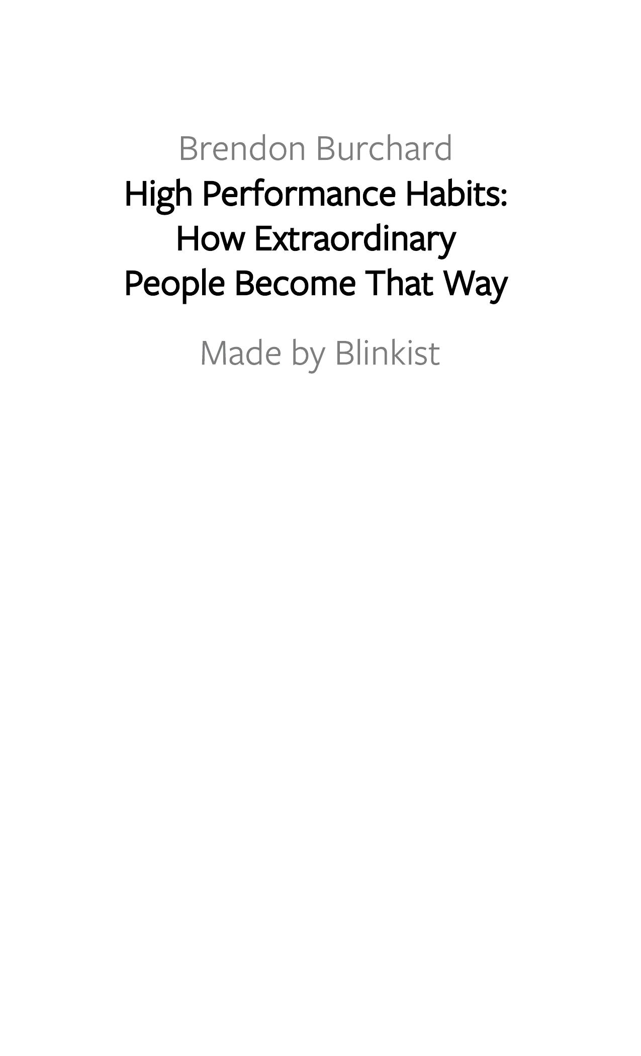 High Performance Habits by Blinkist