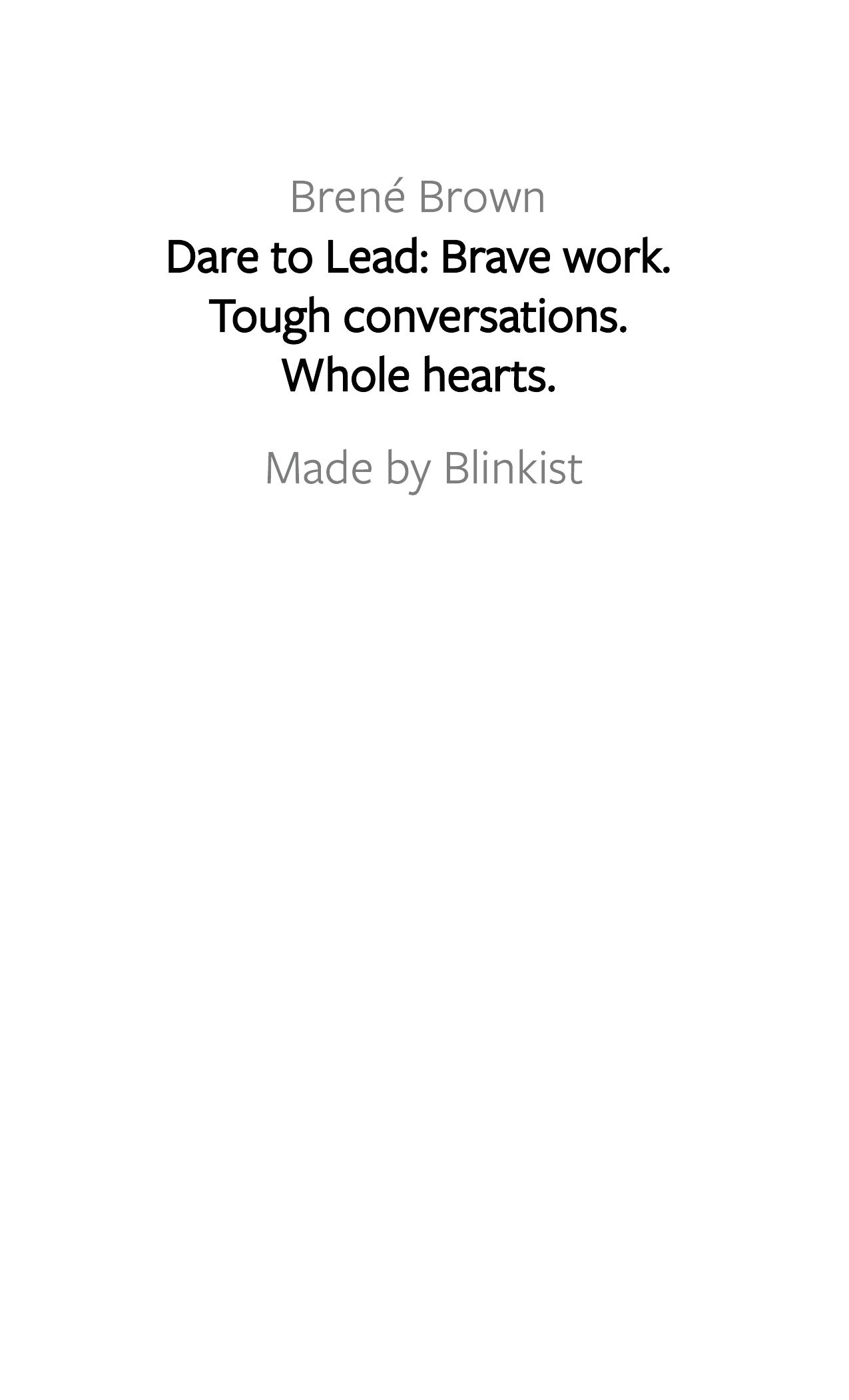 Dare to Lead by Blinkist