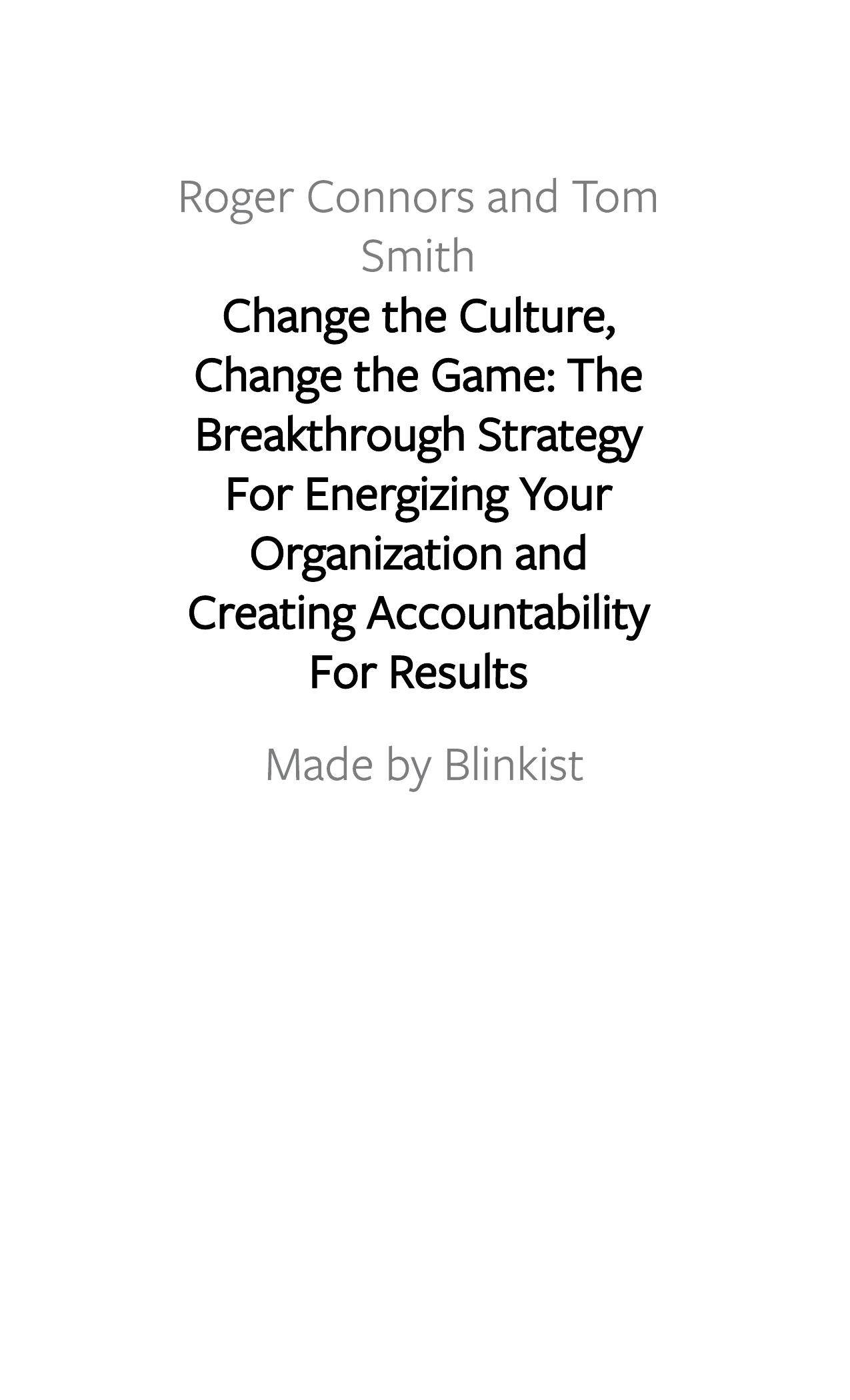 Change the Culture, Change the Game by Blinkist