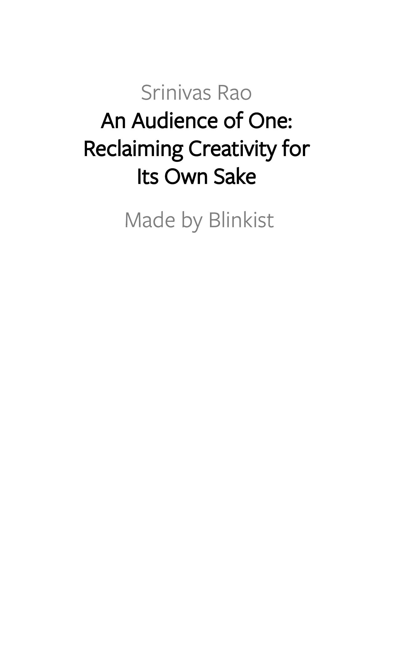 An Audience of One by Blinkist