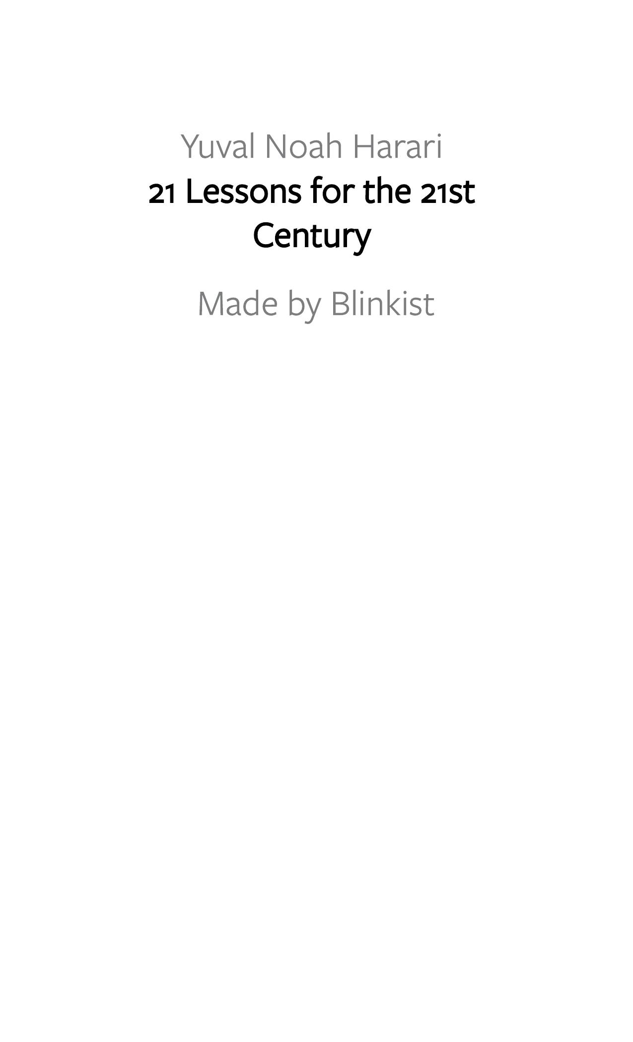 21 Lessons for the 21st Century by Blinkist