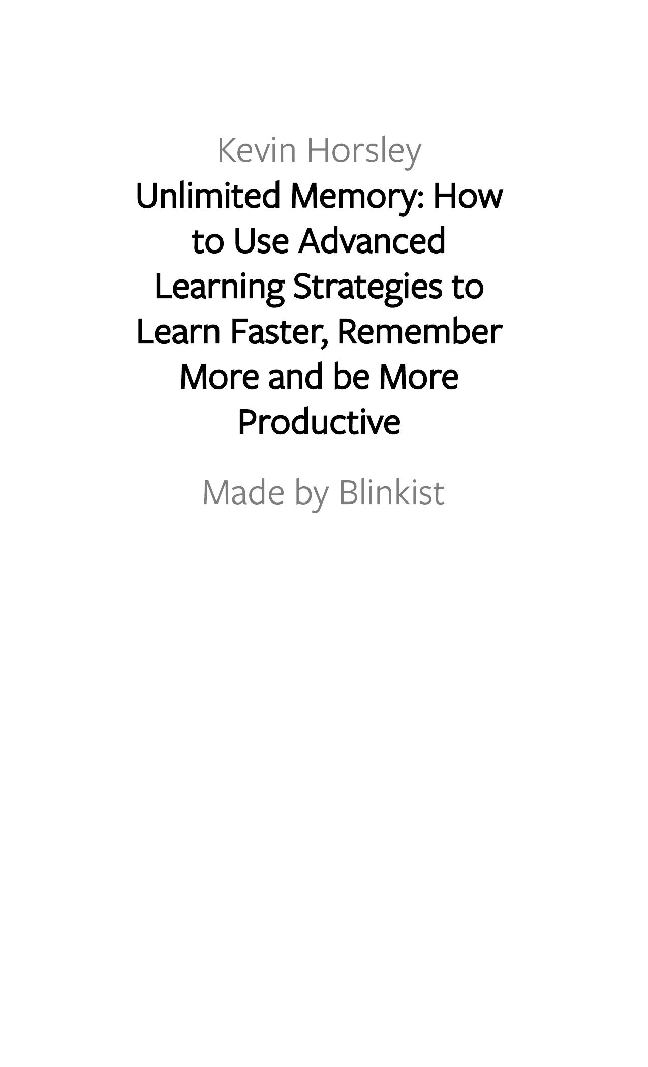 Unlimited Memory by Blinkist