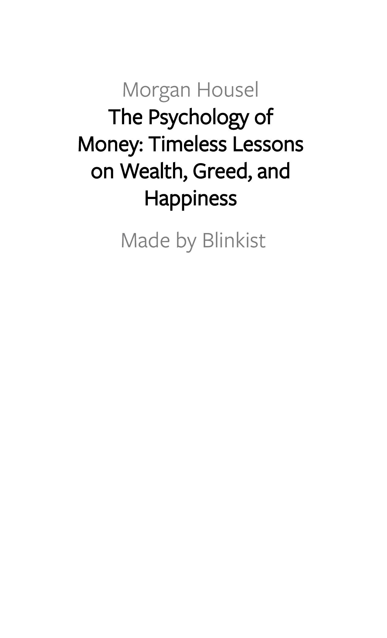 The Psychology of Money by Blinkist