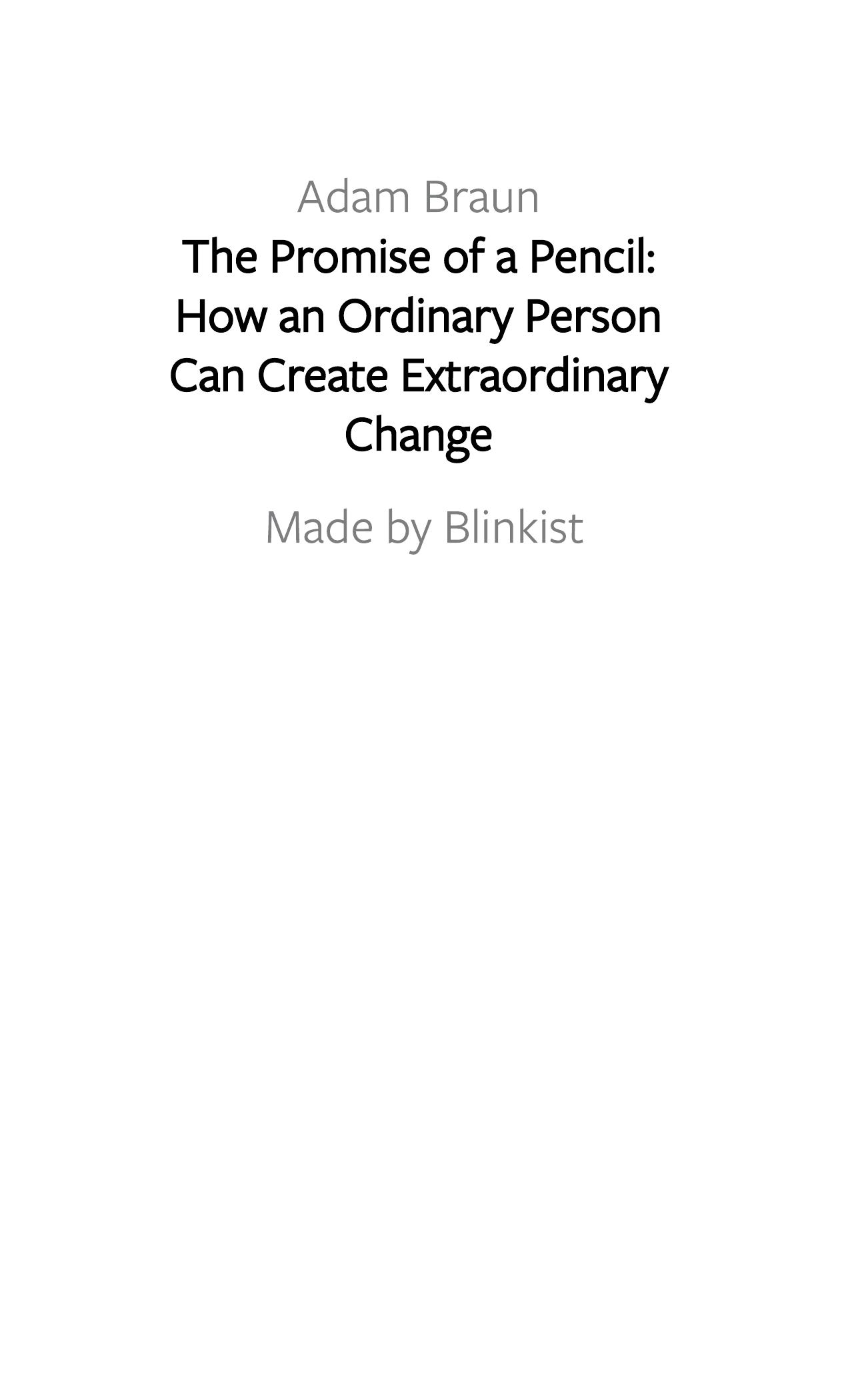 The Promise of a Pencil by Blinkist