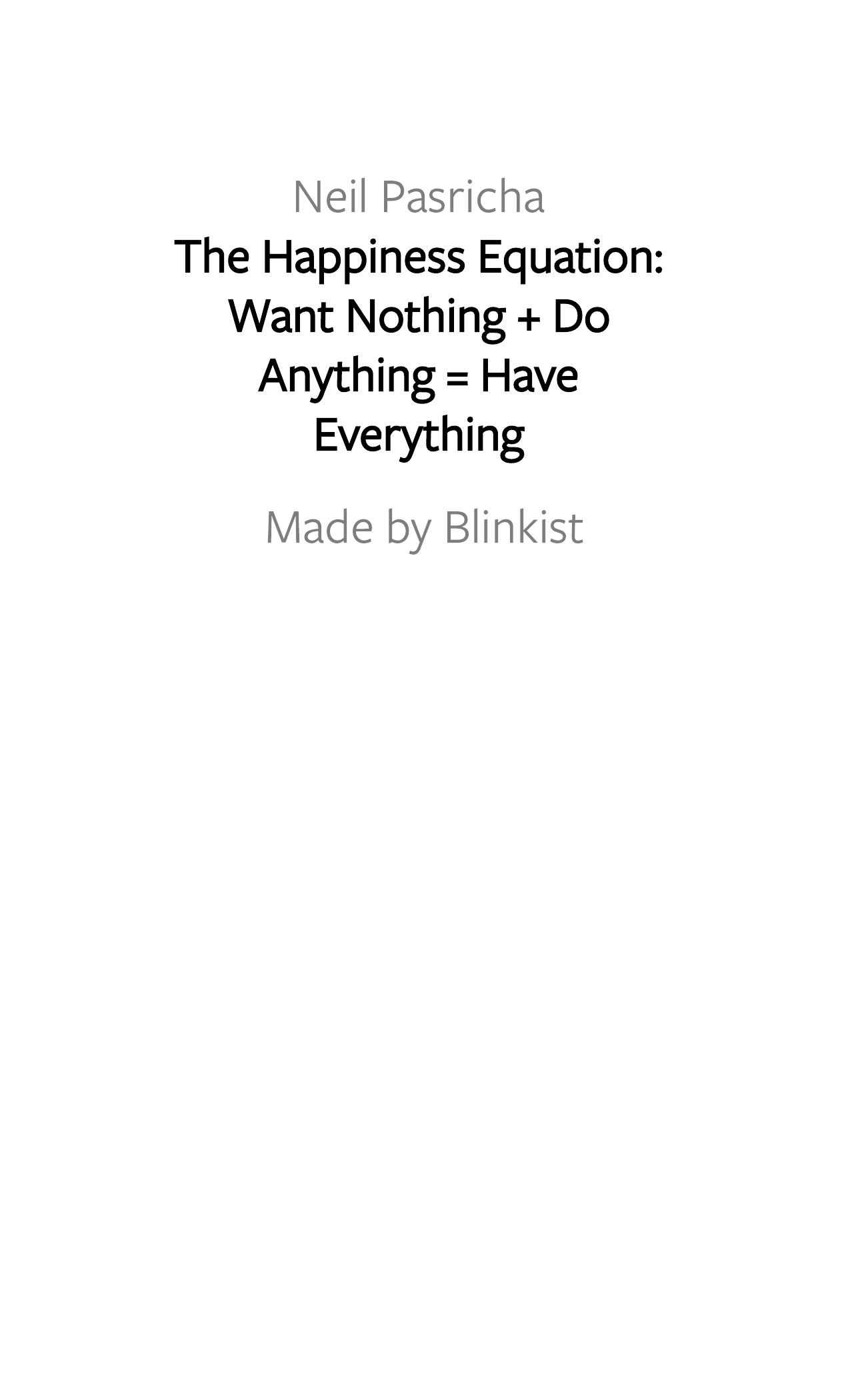 The Happiness Equation by Blinkist