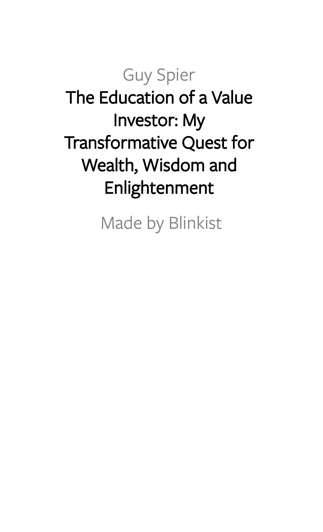 The Education of a Value Investor by Blinkist