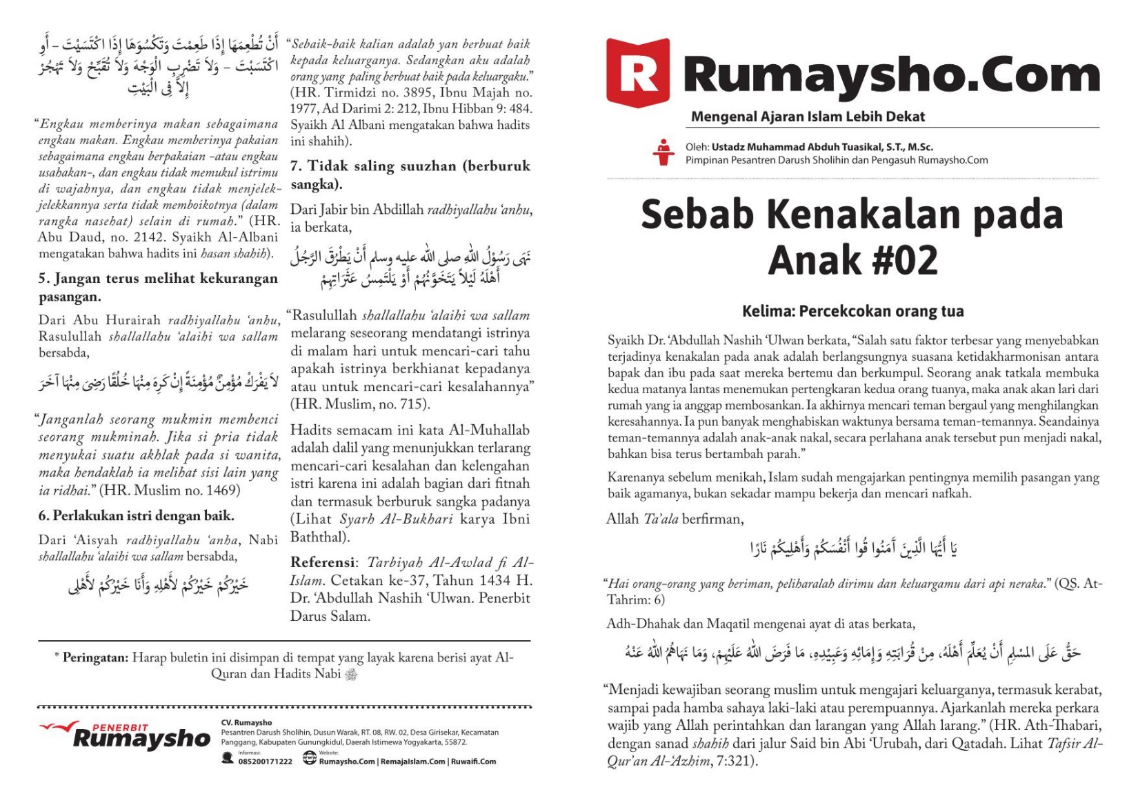 Serial Parenting #02 Sebab Kenakalan pada Anak