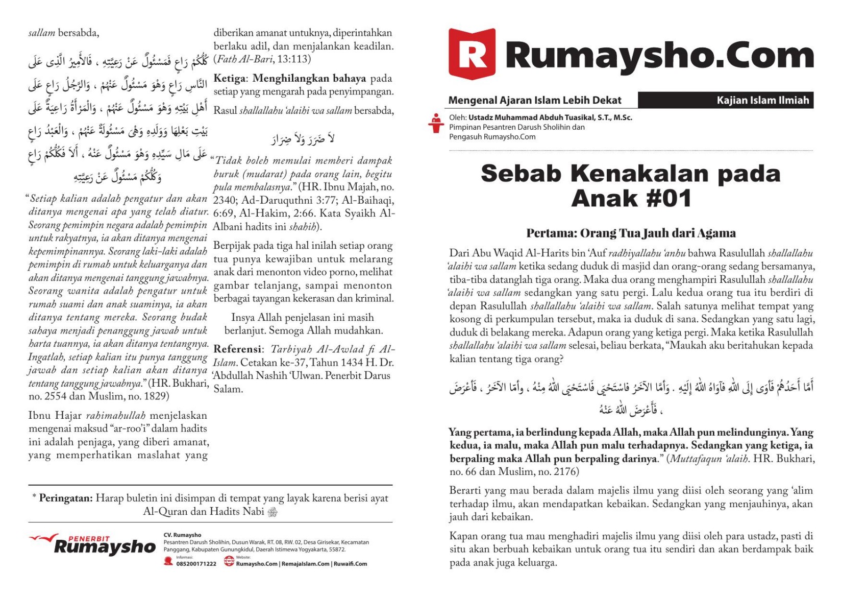 Serial Parenting #01 Sebab Kenakalan pada Anak