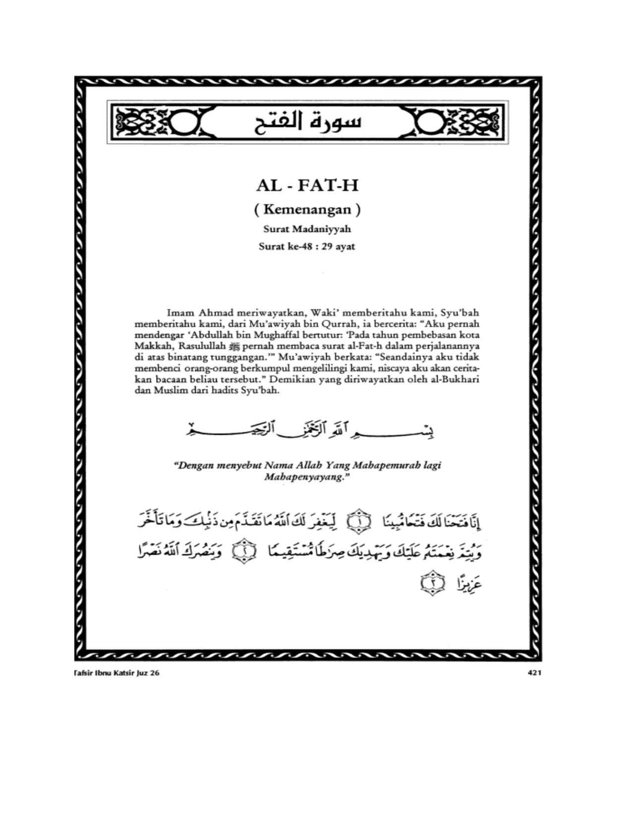Tafsir Ibnu Katsir Surat Al-Fath