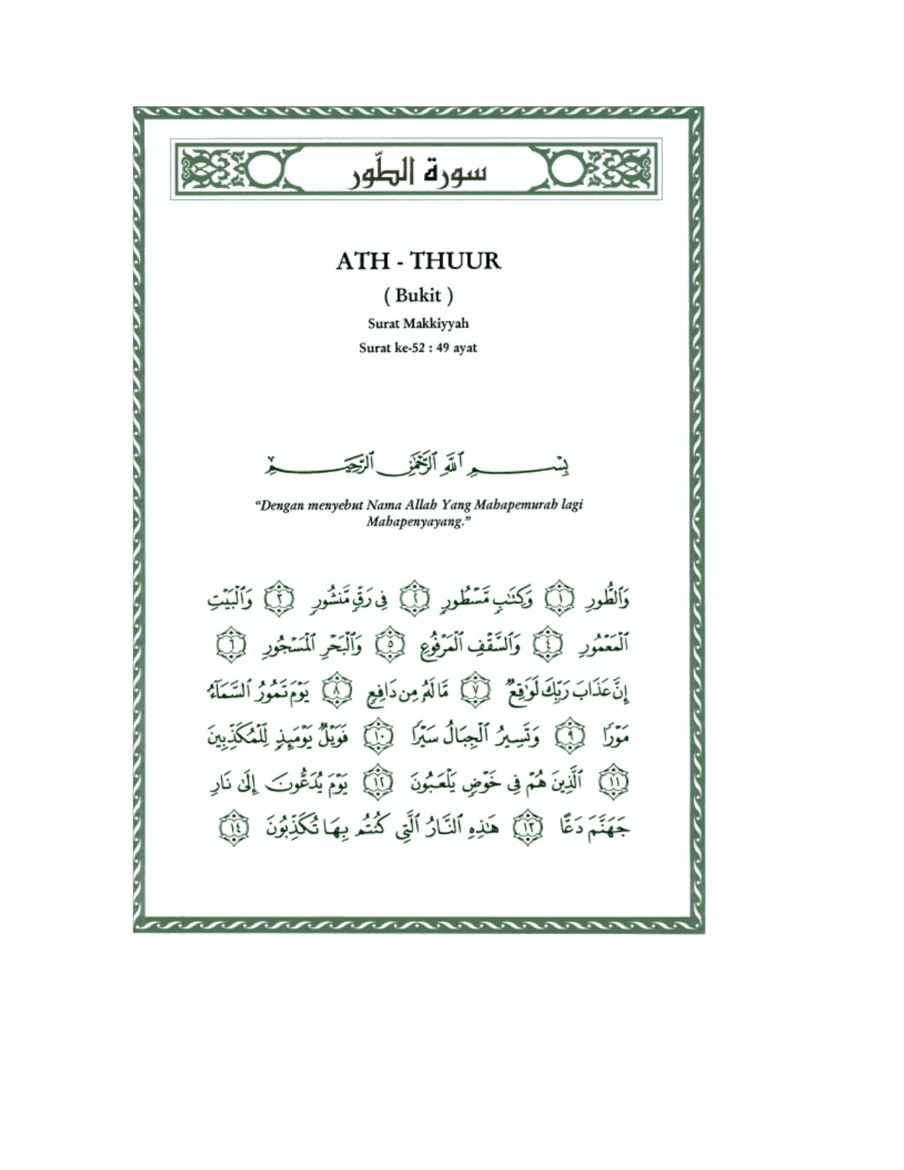 Tafsir Ibnu Katsir Surat Ath Thur