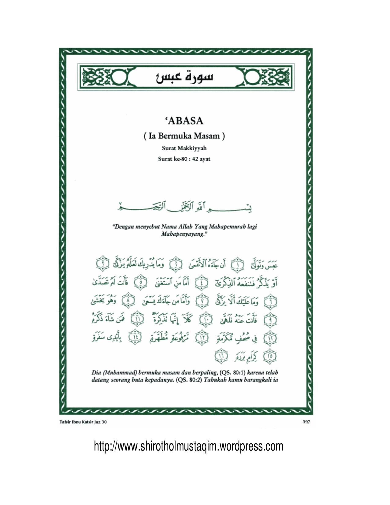Tafsir Ibnu Katsir Surat Al 'Abasa