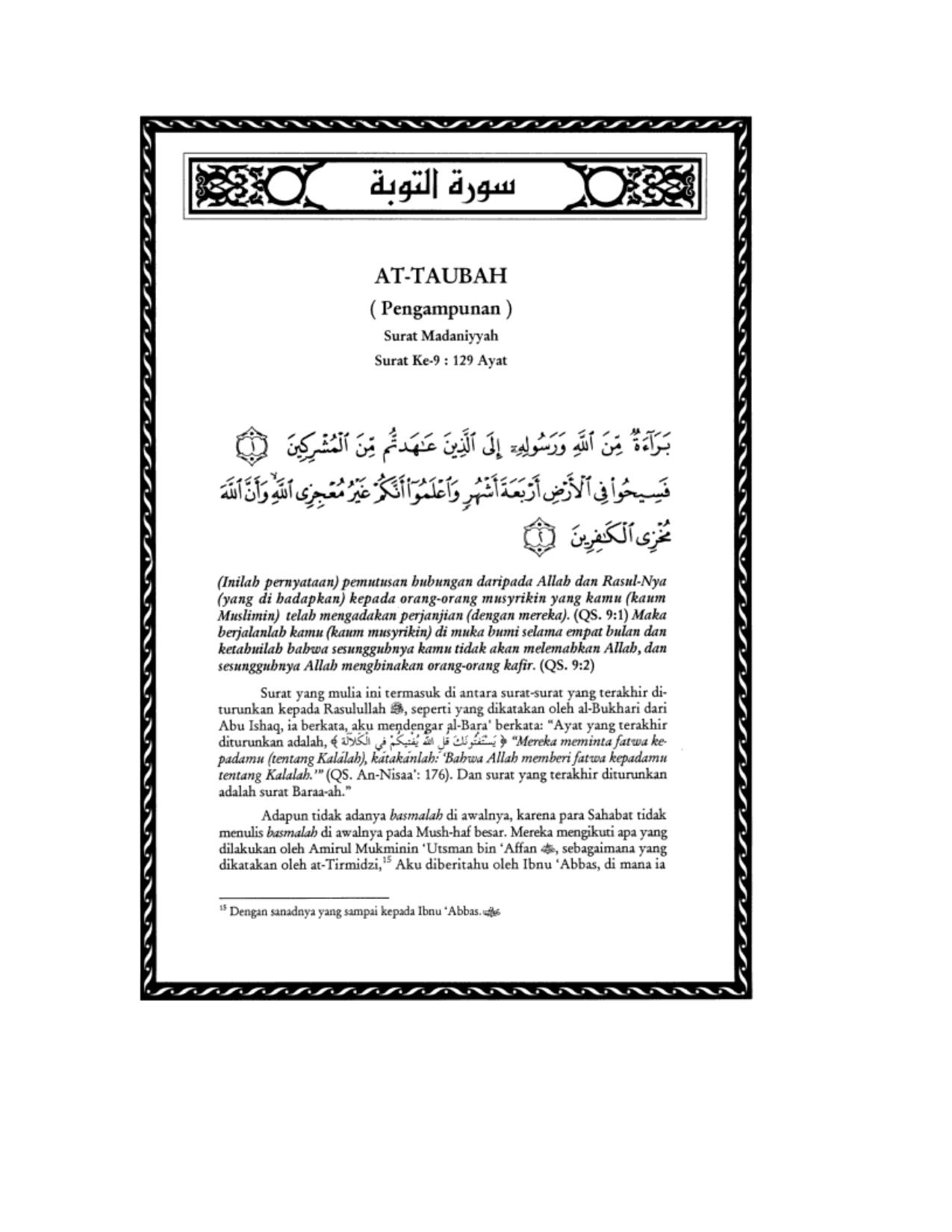 Tafsir Ibnu Katsir Surat At Taubah