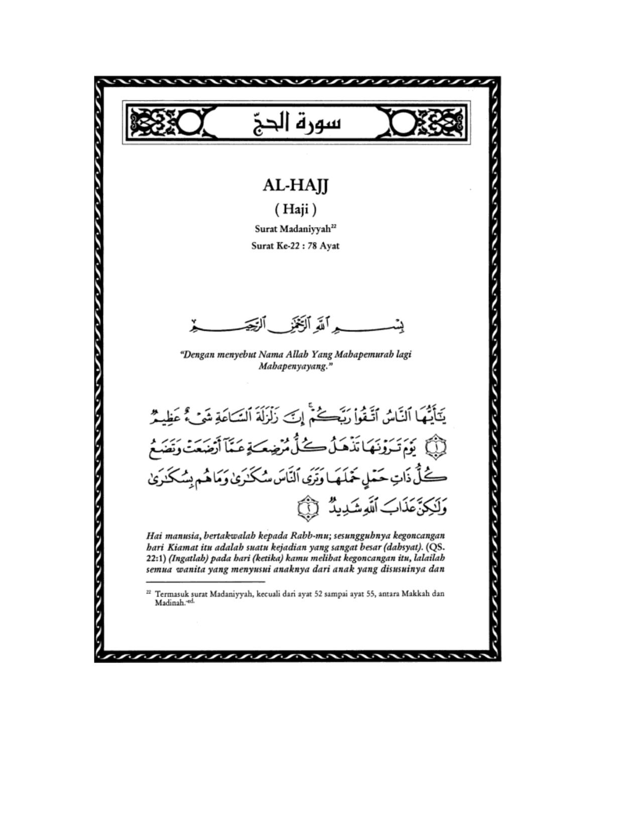 Tafsir Ibnu Katsir Surat Al-Hajj