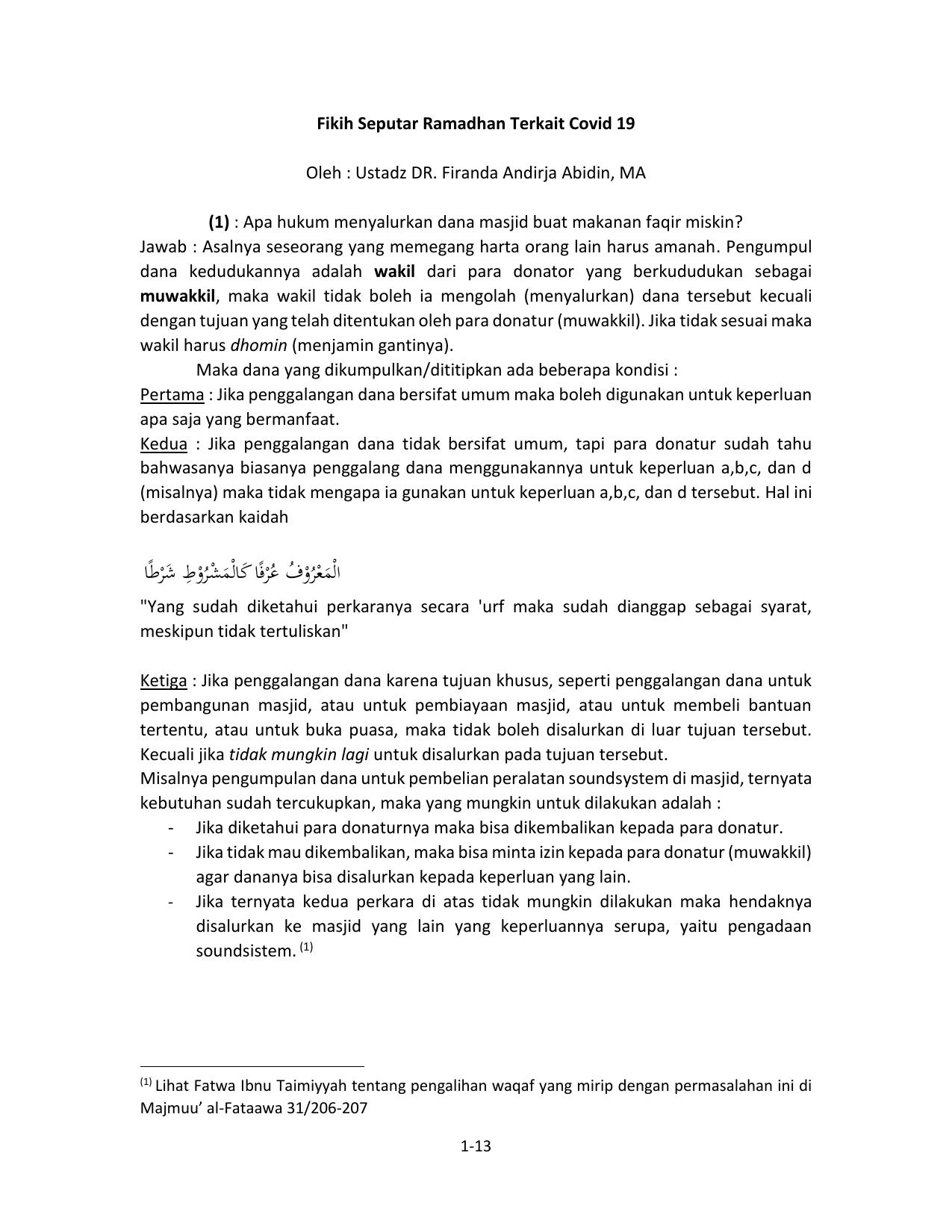 fikih seputar ramadhan terkait corona covid19