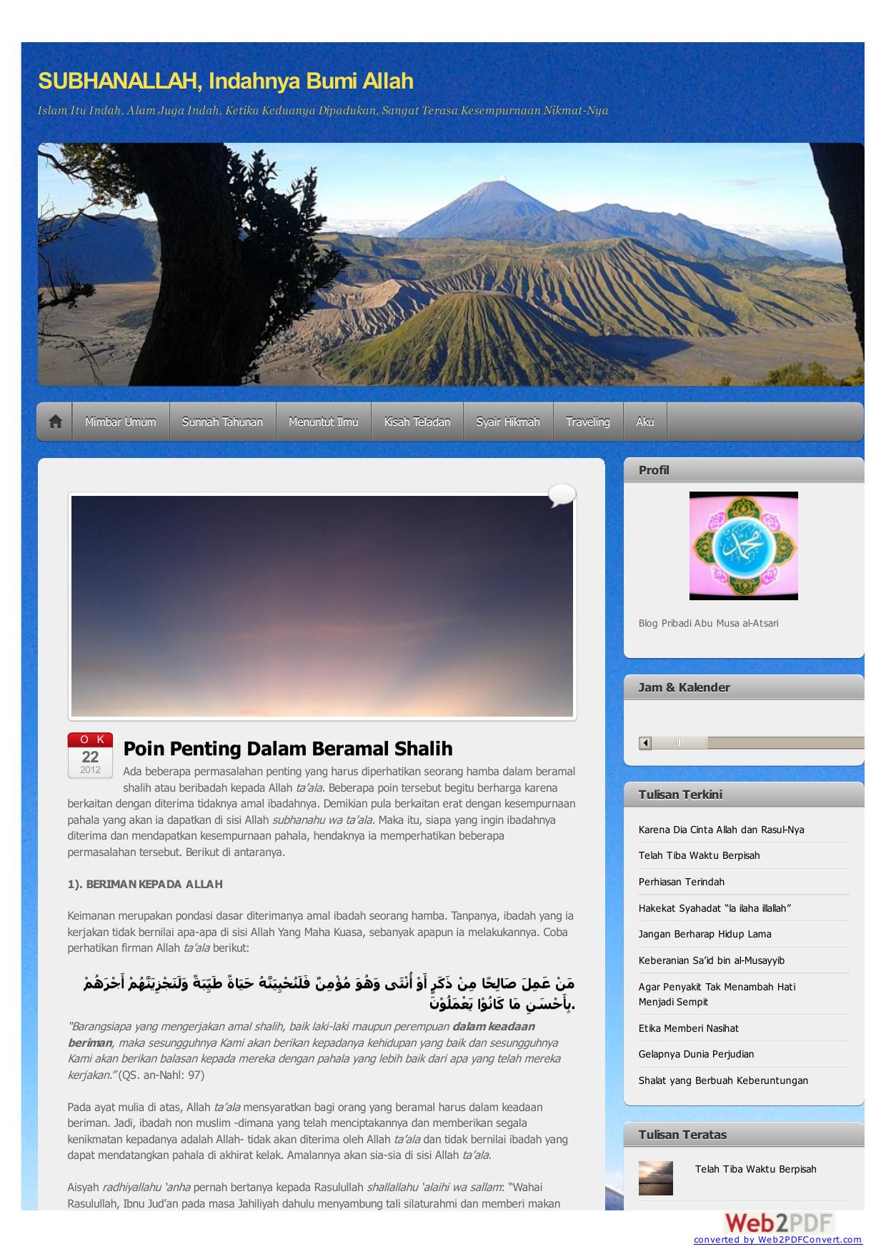 Poin Penting Dalam Beramal Shalih | SUBHANALLAH, Indahnya Bumi Allah