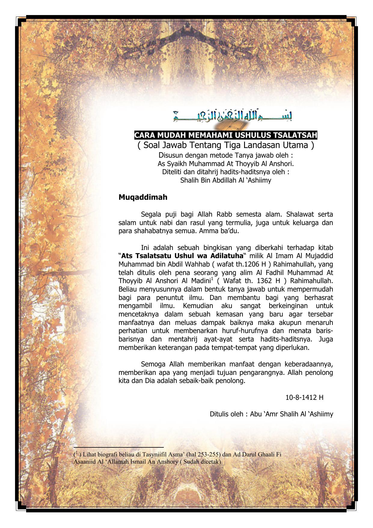 LANGKAH MUDAH MEMAHAMI USHULUS TSALATSAH