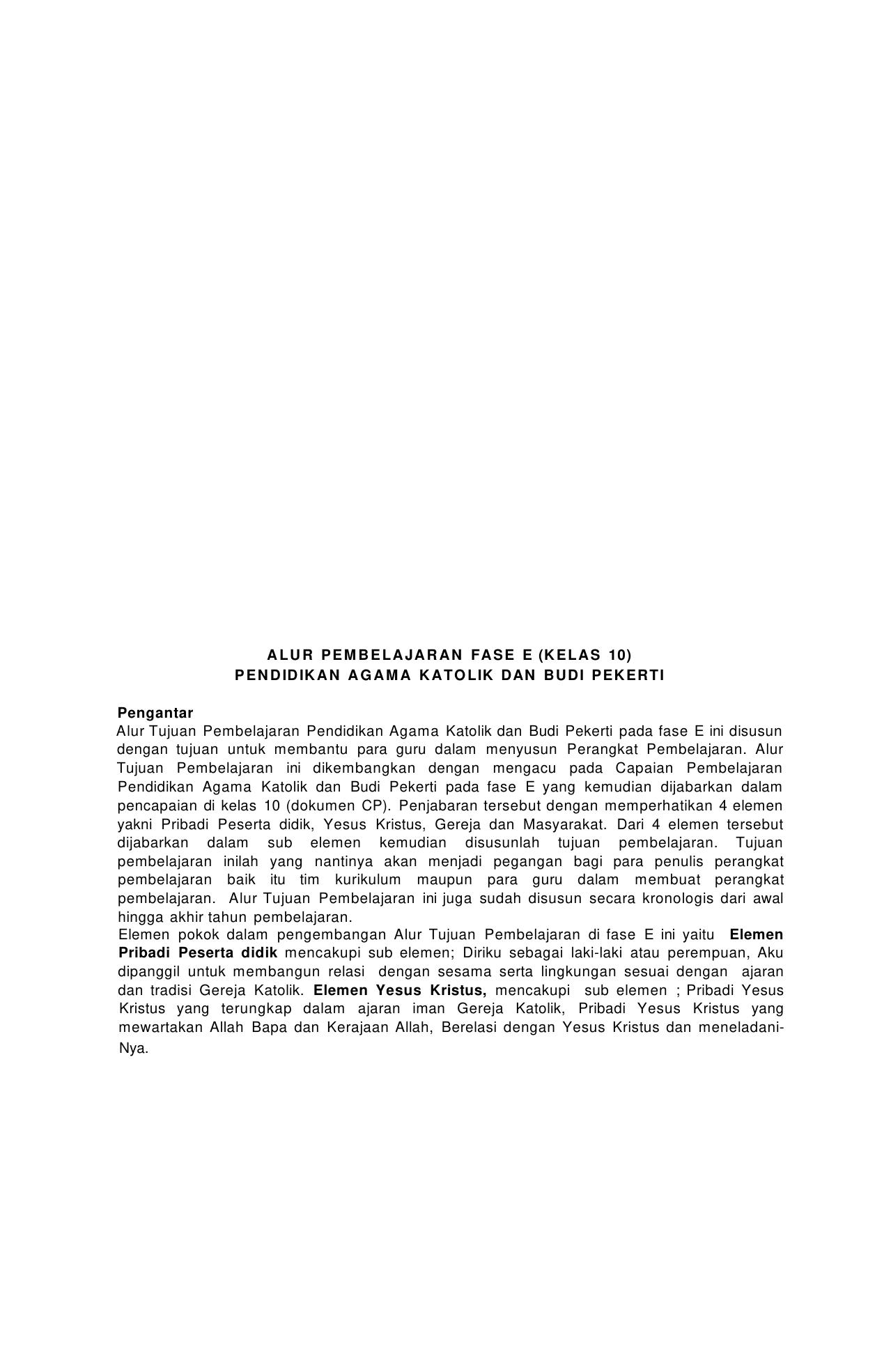 Ditjen Bimas Katolik Dokumen Alur Tujuan Pembelajaran Pendidikan Agama Katolik dan Budi Pekerti 2021
