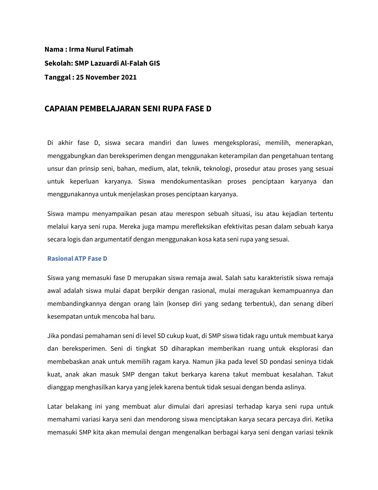 Final ATP Rup.D.IRF Irma Nurul Fatimah SMP D