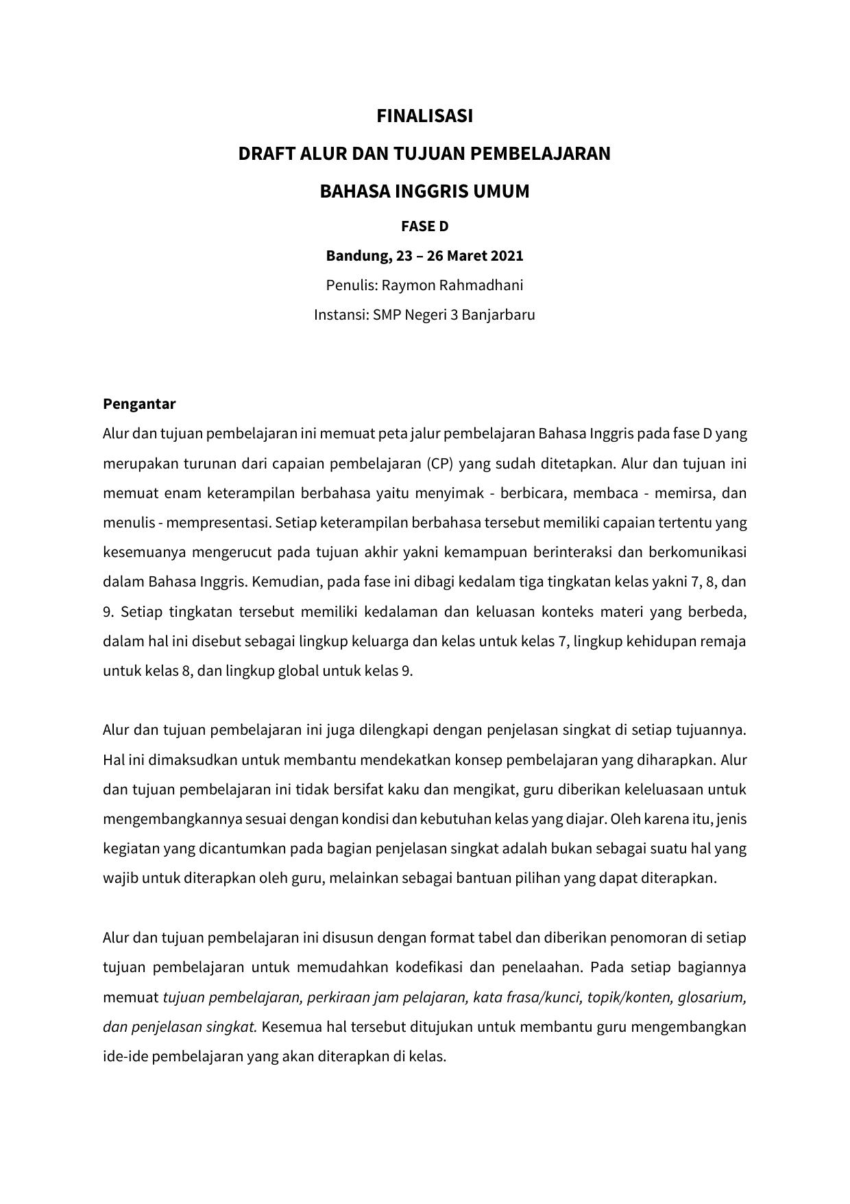 Final ATP Bahasa Inggris Raymon SMP D