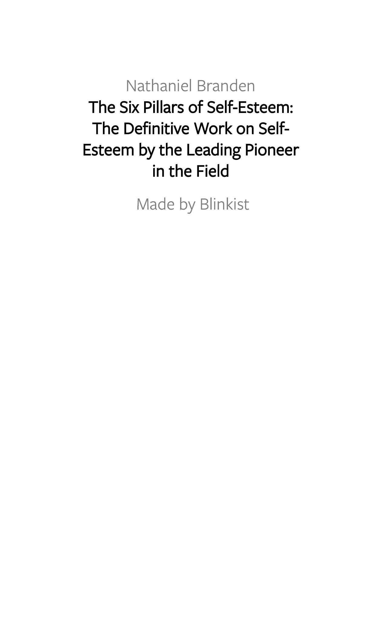 The Six Pillars of Self-Esteem by Blinkist
