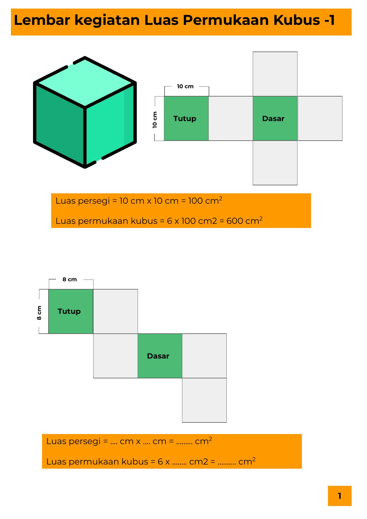 1. Lembar Kegiatan Luas Permukaan Kubus -1 Luas Permukaan Kubus dan Balok