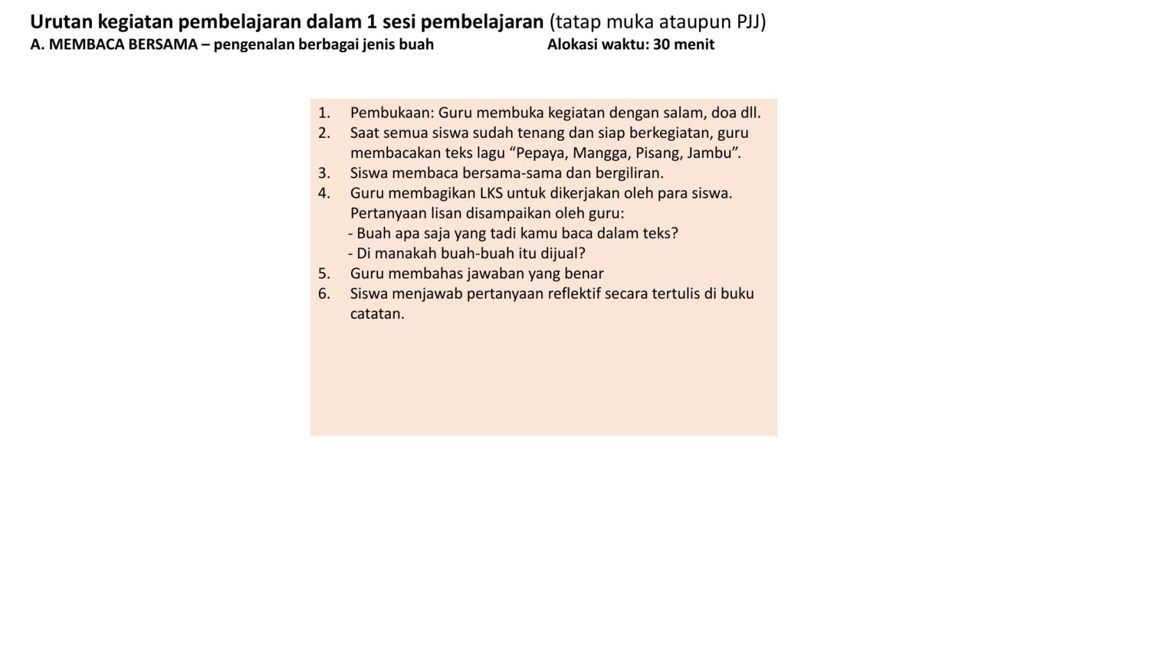 1. Detail Pertemuan Membaca Bersama