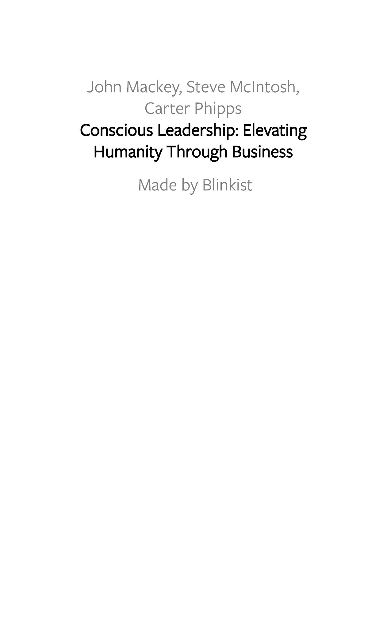 Conscious Leadership by Blinkist