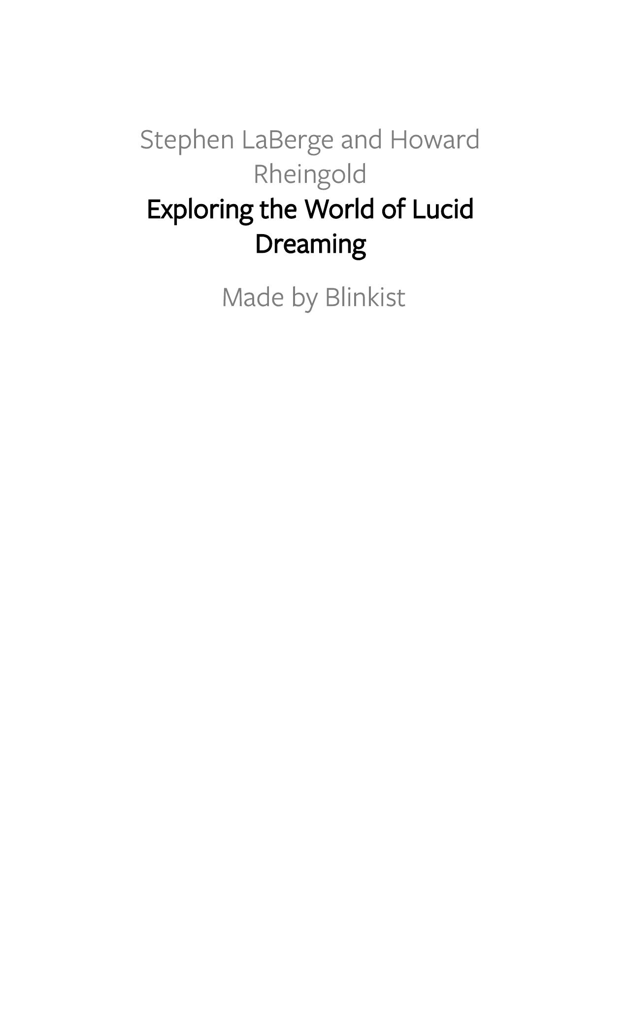 Exploring the World of Lucid Dreaming by Blinkist