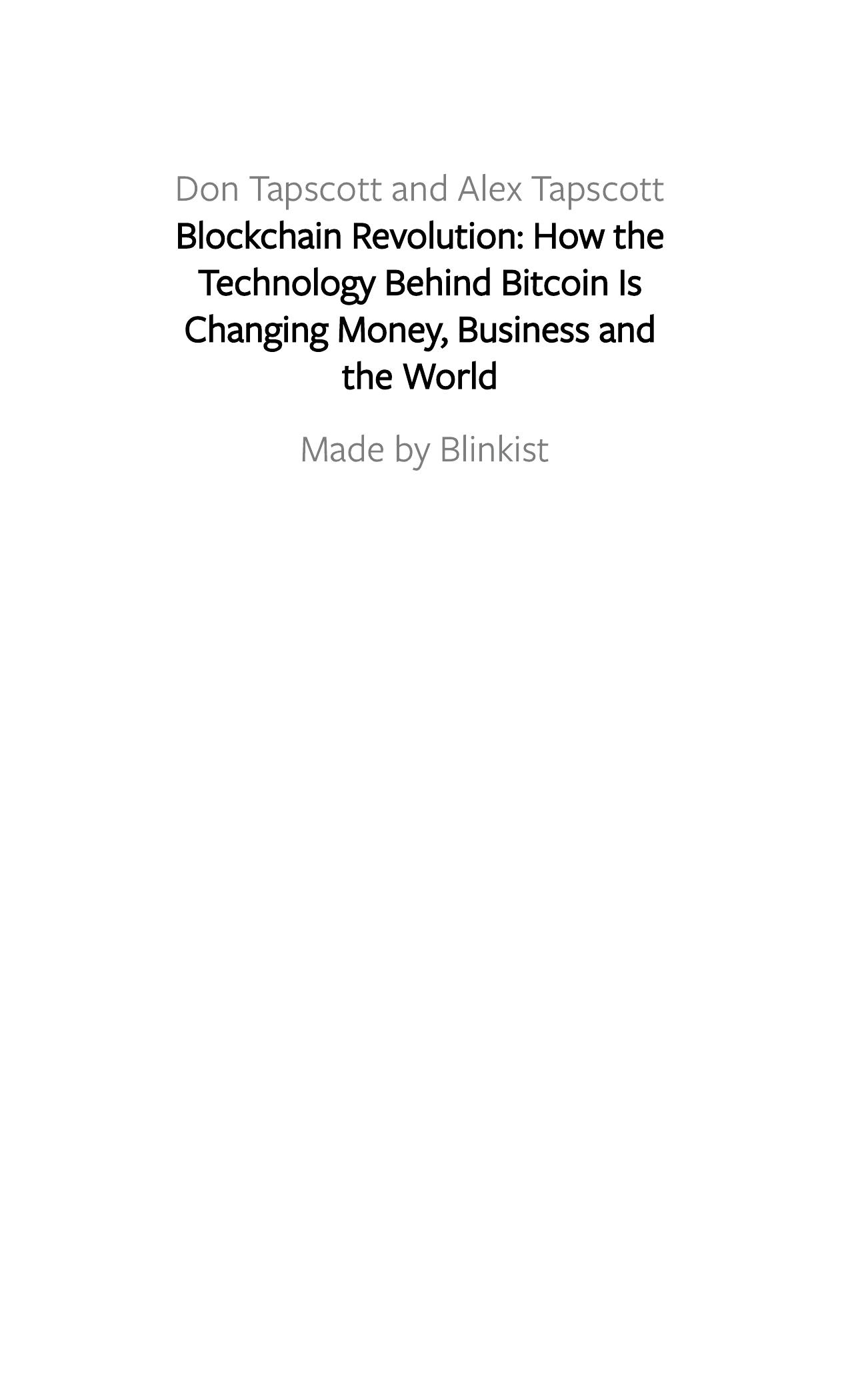 Blockchain Revolution by Blinkist