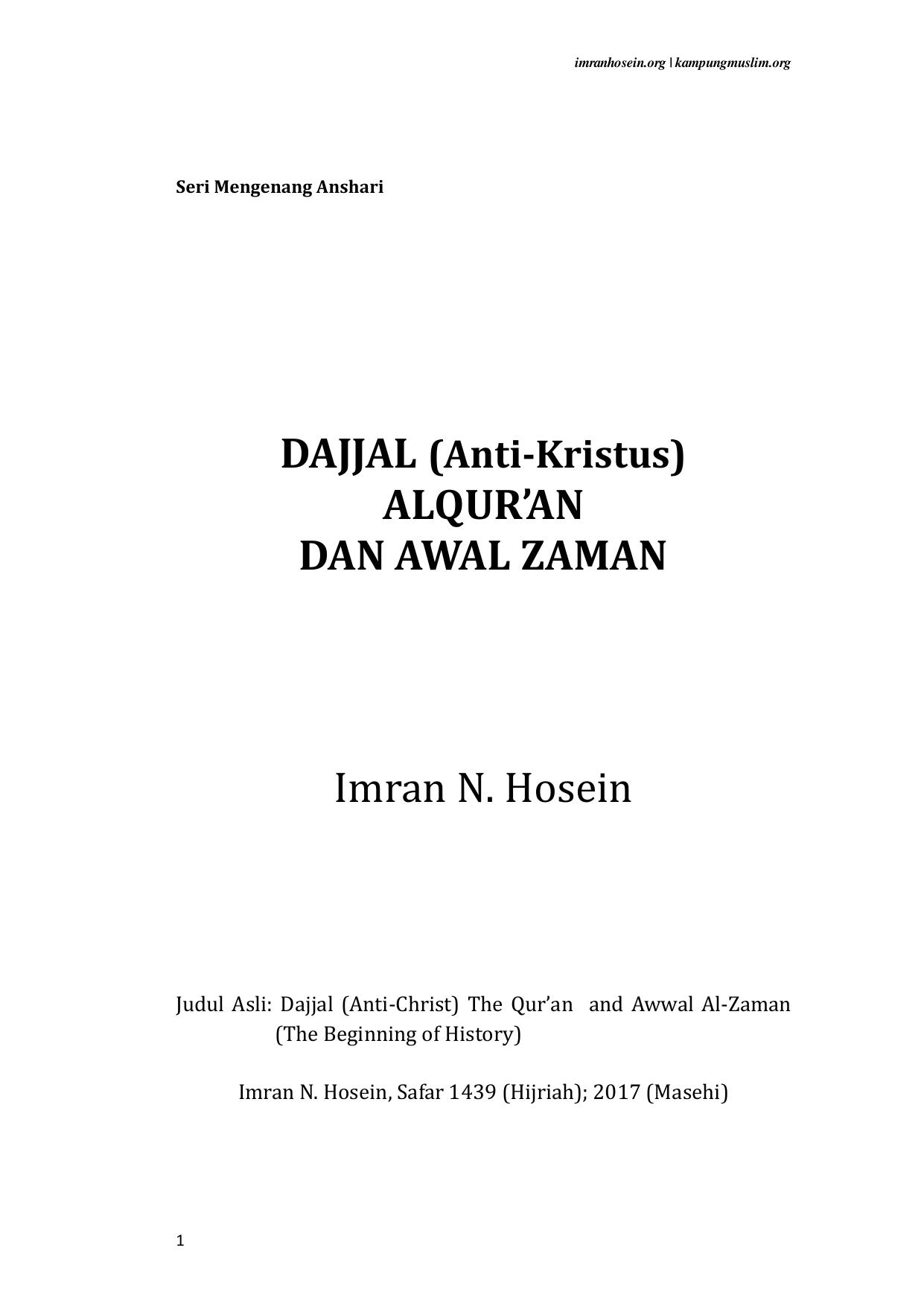 Salinan 630) DAJJAL ANTI KRISTUS ALQUR AN & AWAL ZAMAN