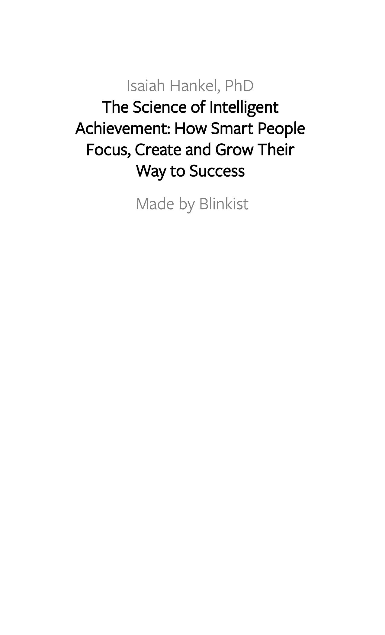 The Science of Intelligent Achievement by Blinkist