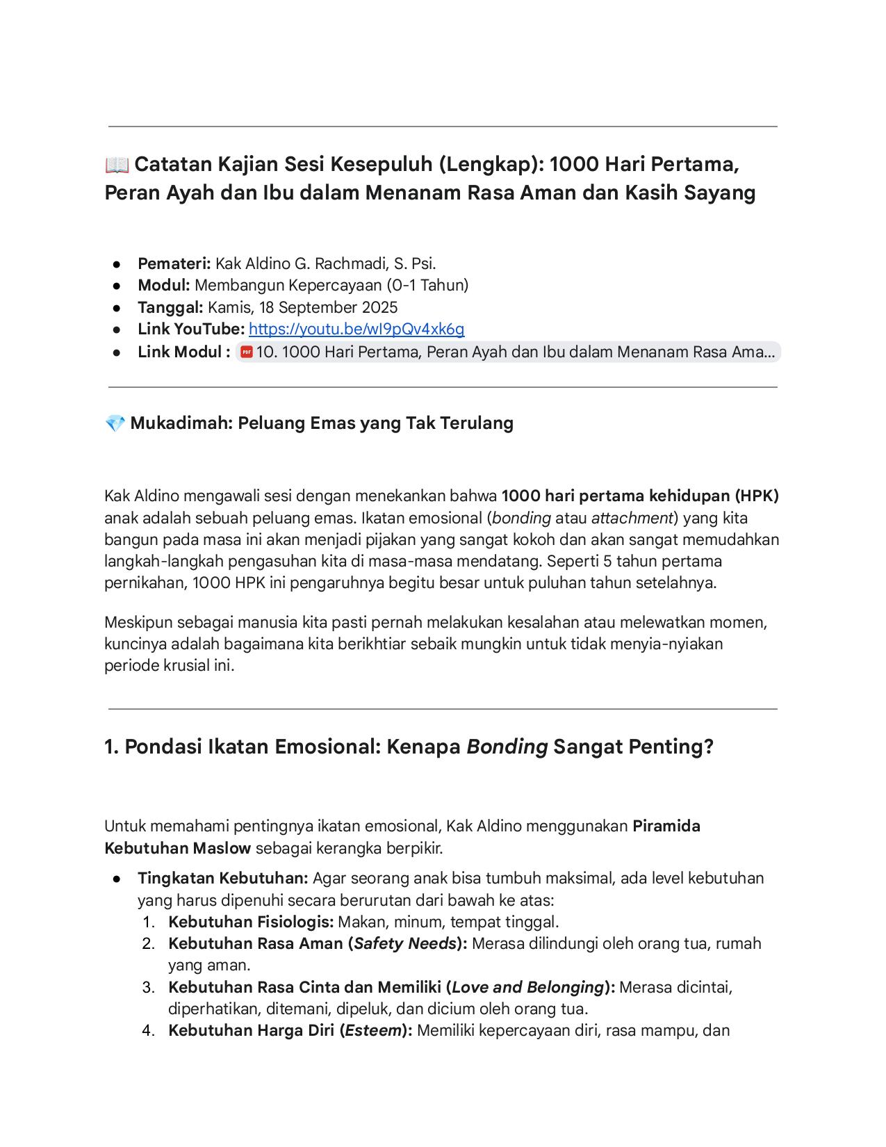 10. 1000 Hari Pertama, Peran Ayah dan Ibu dalam Menanam Rasa Aman dan Kasih Sayang