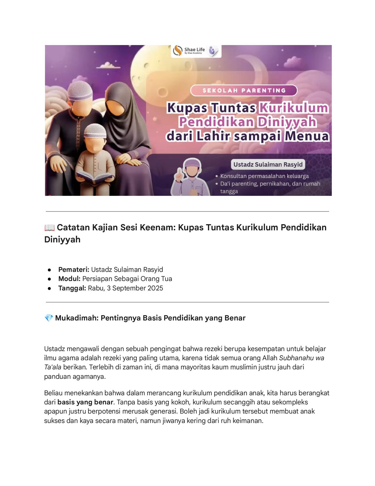 6. Kupas Tuntas Kurikulum Pendidikan Diniyyah