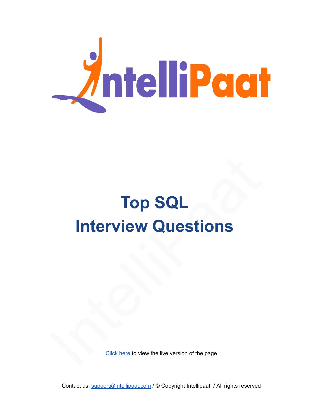 SQL Interview Questions PDF