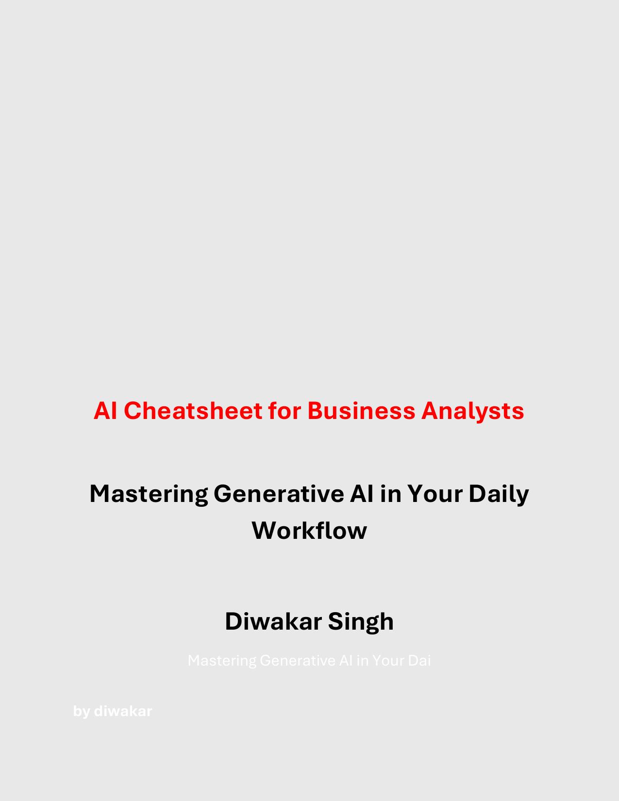 AI Cheatsheet for Business Analysts