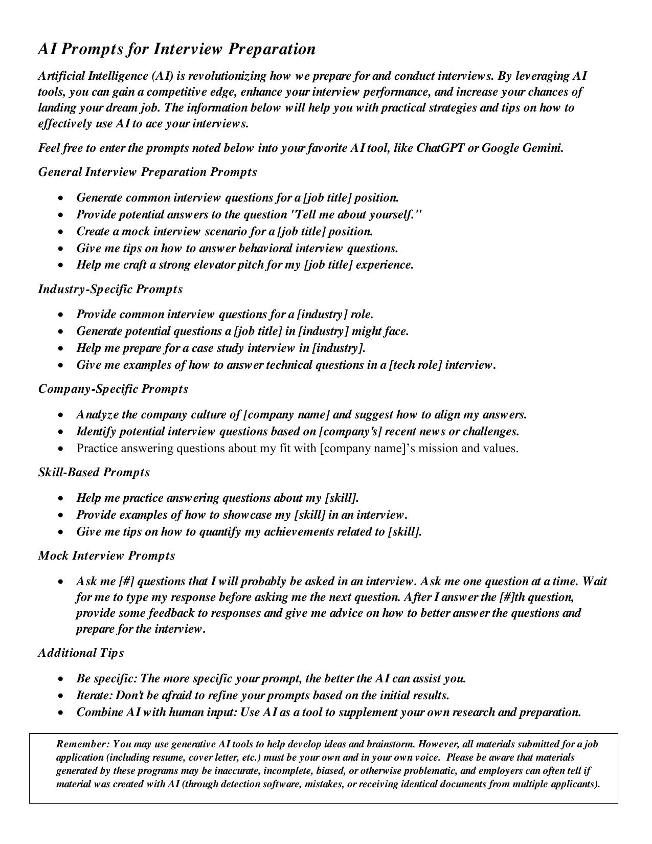 AI Prompts for Interview Preparation