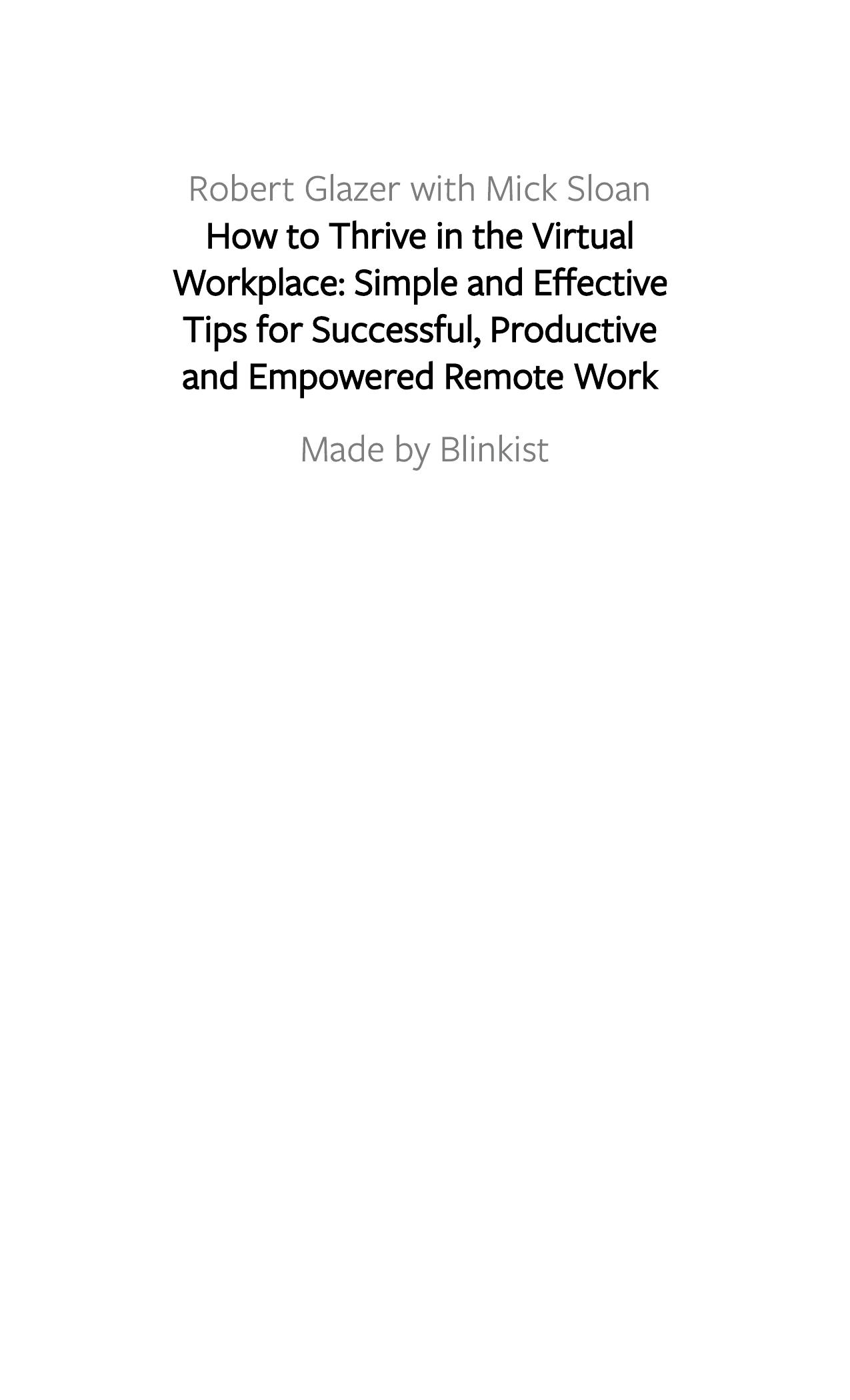 How to Thrive in the Virtual Workplace by Blinkist