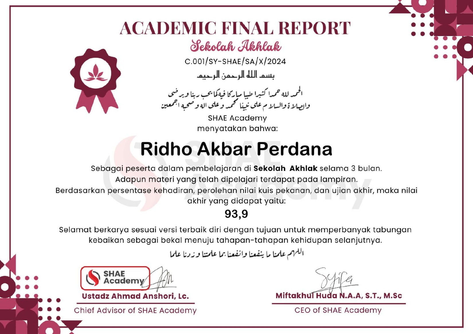 Academic Final Report Sekolah Akhlak