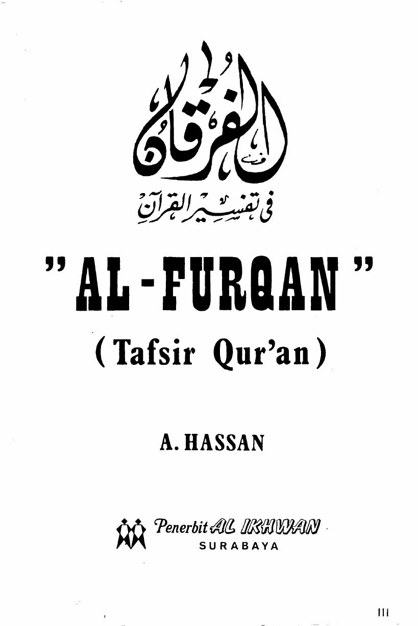 Tafsir Al-Furqan Karya A Hassan