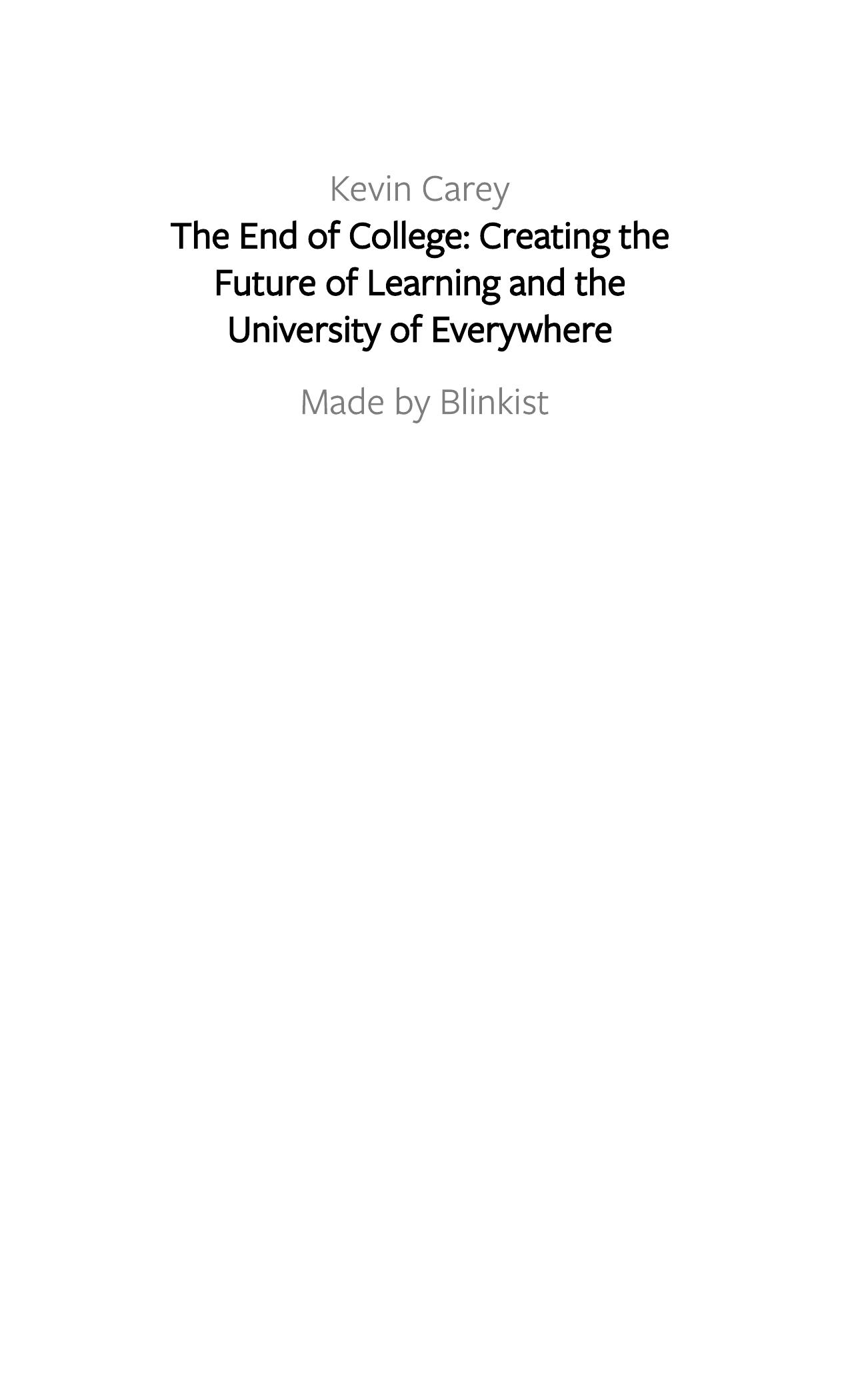 The End of College by Blinkist